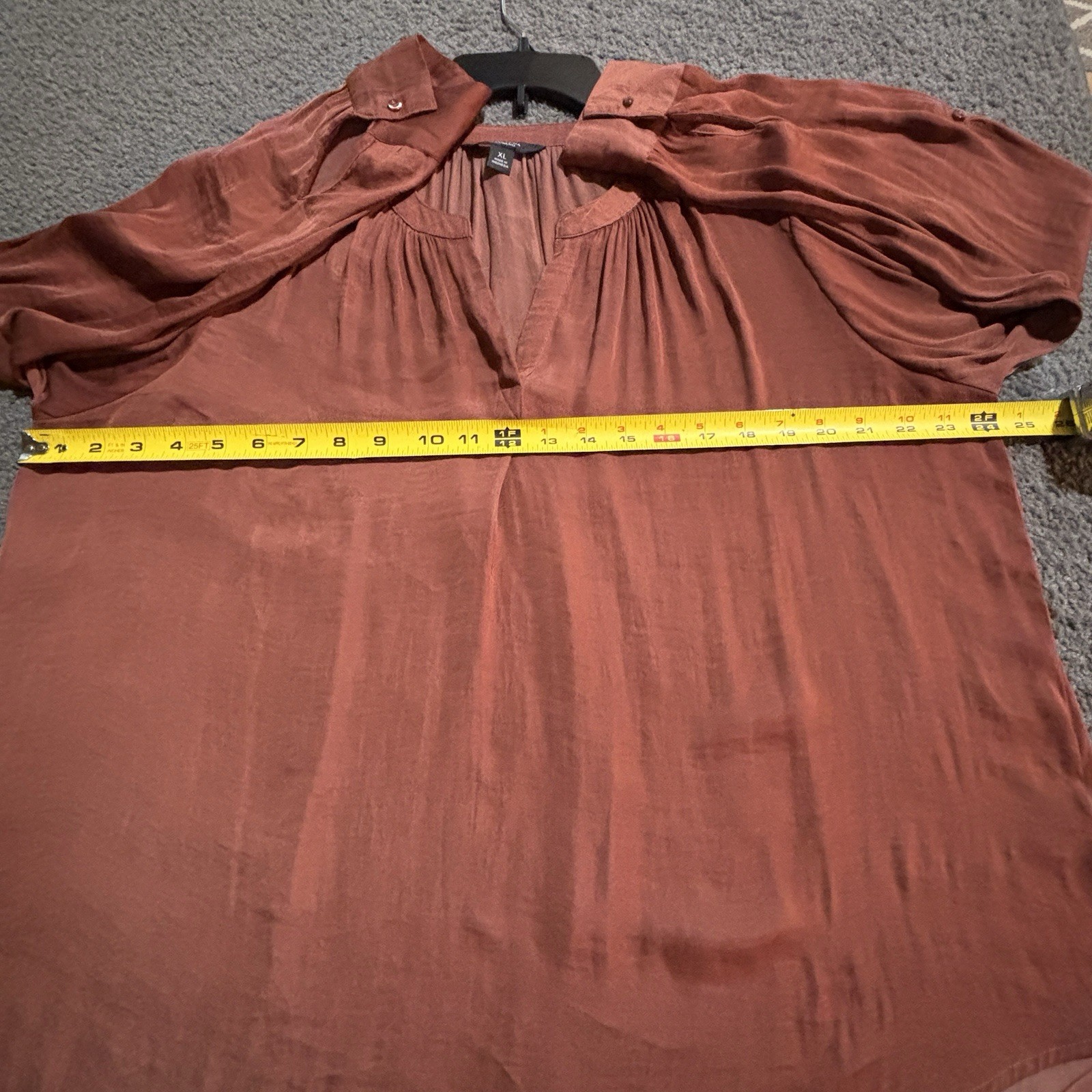 SIMPLY VERA Top Women Sz XL Copper Whimsy Grunge Elegant Popover Breezy Tunic
