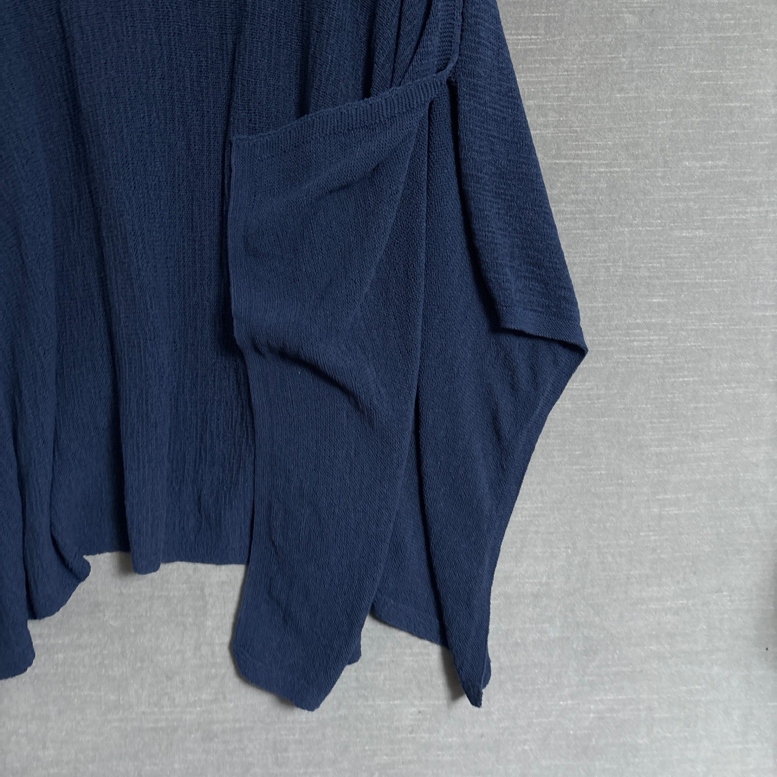 J Jill Poncho One Size Navy Blue Cotton Open Knit Sweater Top Beach Lagenlook