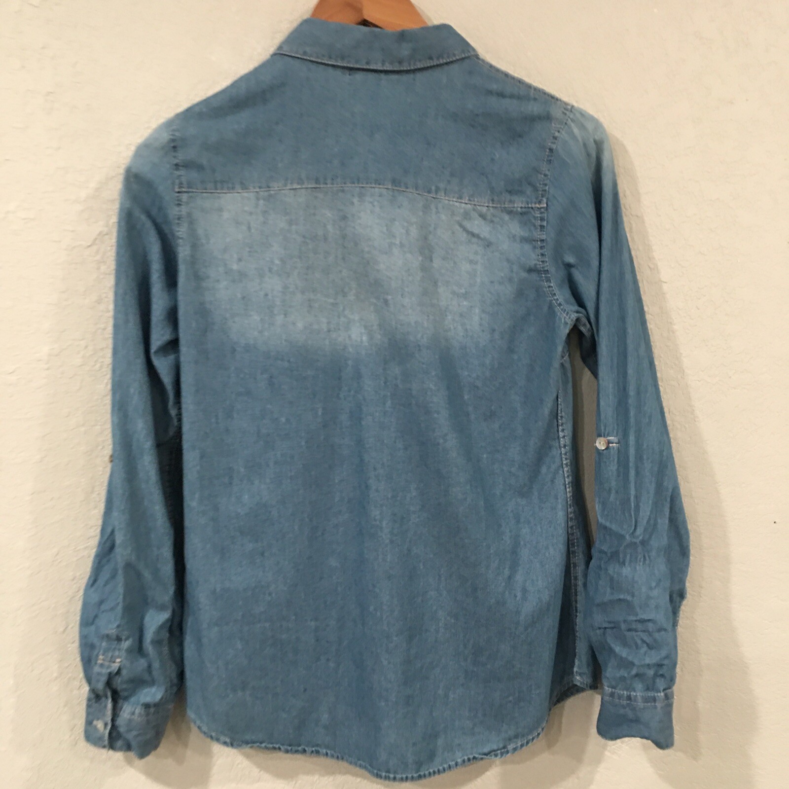 Charlotte Russe Women S Shirt Blue Denim Button Long Sleeve 100% Cotton Western