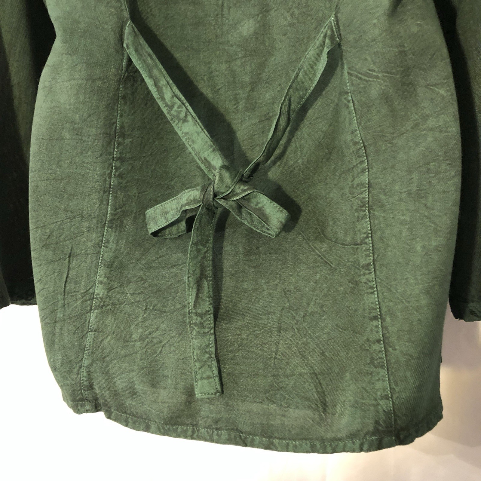 Sakkas Green Embroidered Button Front Round Neck Long Sleeve Rayon Blouse L/XL