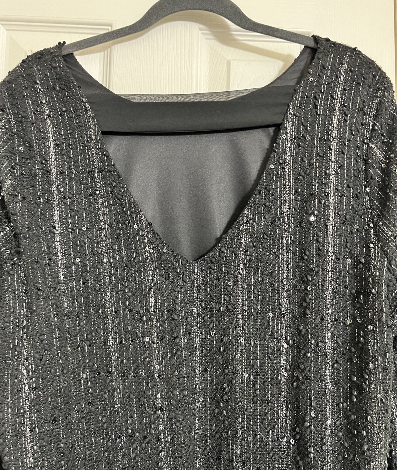 JENNIFER LOPEZ BLACK SILVER BAR BACK WOMENS SIZE XXL LINED TOP SEQUINS NEW TAGS