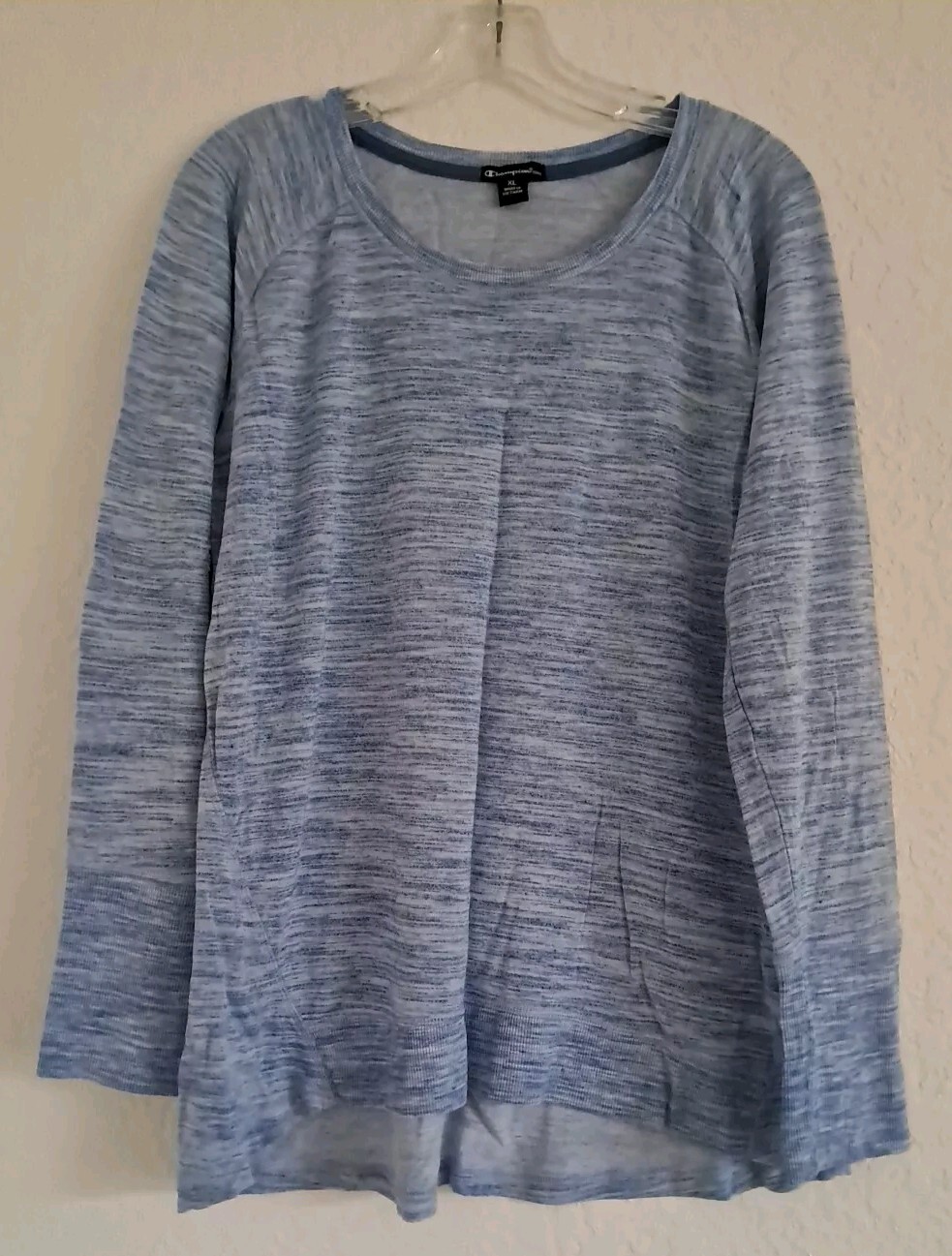 Champion Womens Tunic Tee XL Blue jewel Long Sleeve High Low Crew Neck
