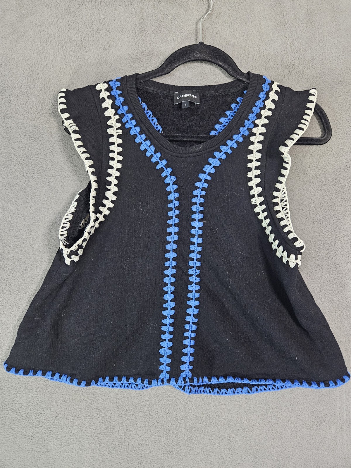 Carbon 38 Tank Top Shirt Boho Embroidery Ruffles Flounce Small Artsy Lagenlook