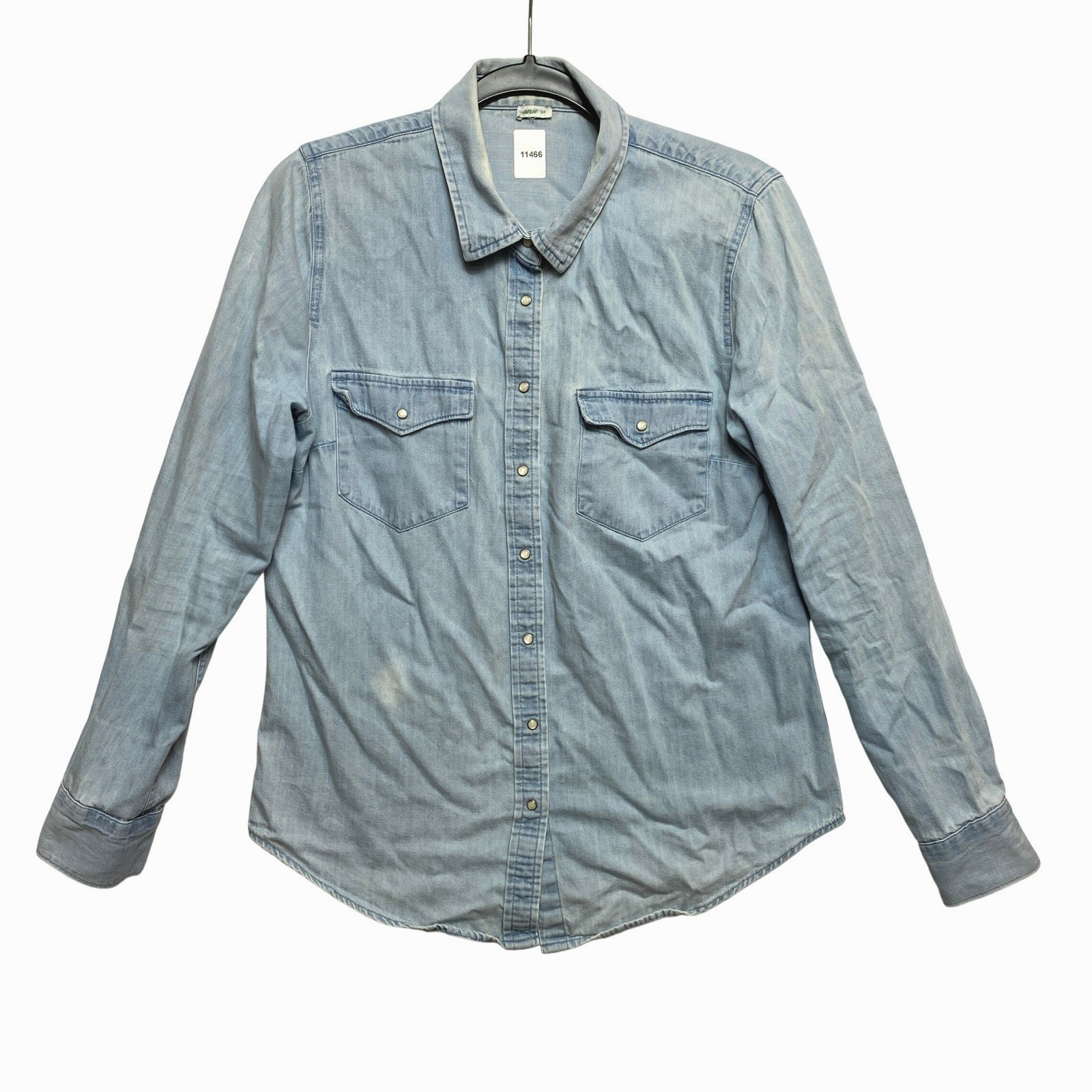 Aerie Denim Shirt Womens Small Blue Pearl Snap Cotton Button Up