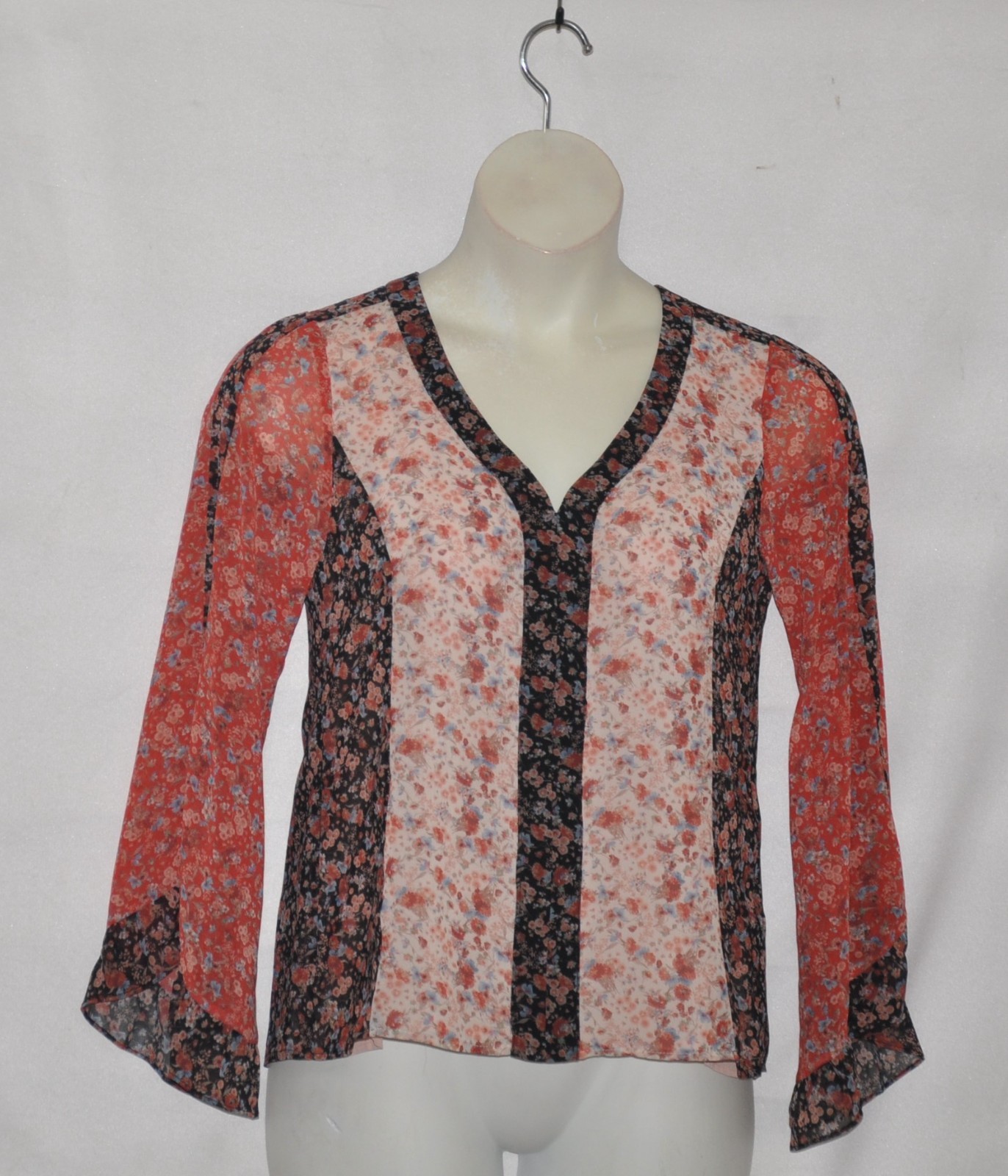 Nanette Lepore Floral Printed Woven Blouse Size XS Ivory Multi