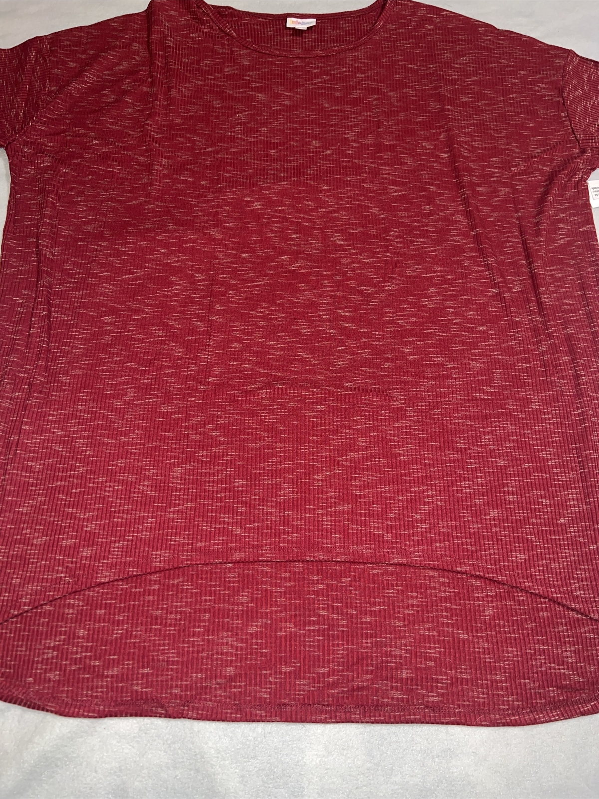 Lularoe Irma 2XL 22/24 20/22 Tunic Shirt Solid Red Tan Speckle Ribbed XXL 🦄 New
