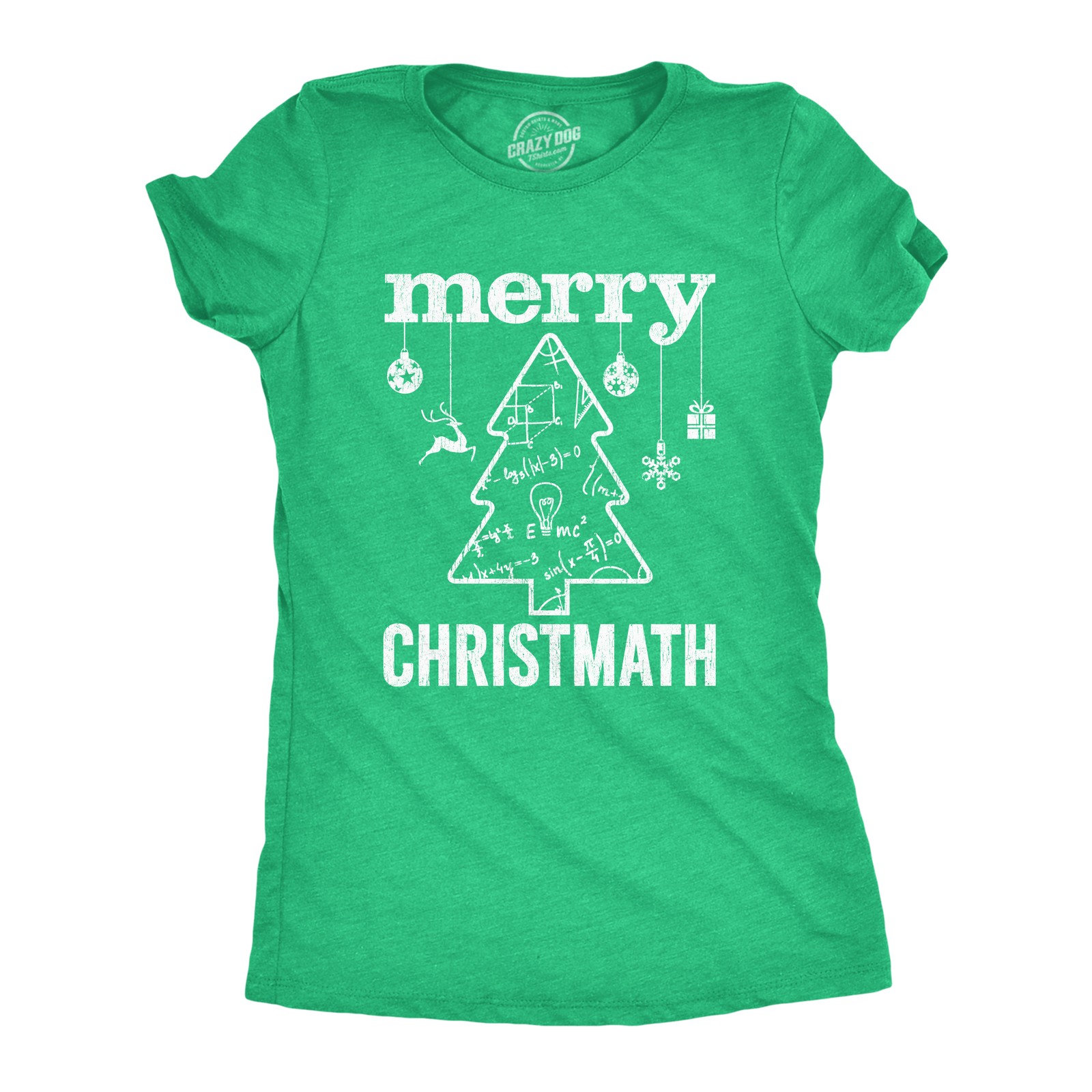 Womens Merry Christmath T Shirt Funny Christmas Tree Holiday Math Graphic Tee