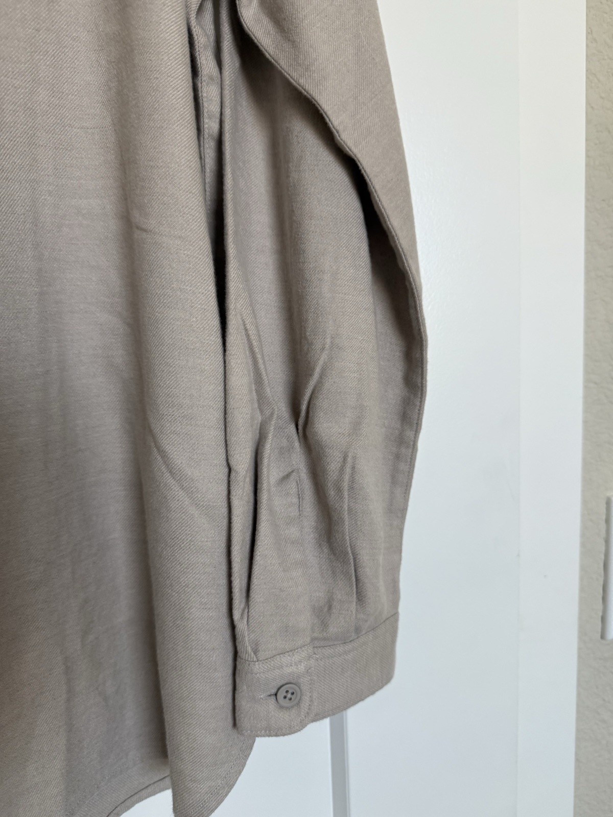 NWT MUJI WOMENS DOUBLE-BRUSHED FLANNEL BLOUSE BEIGE TOP 100% COTTON MEDIUM MED M