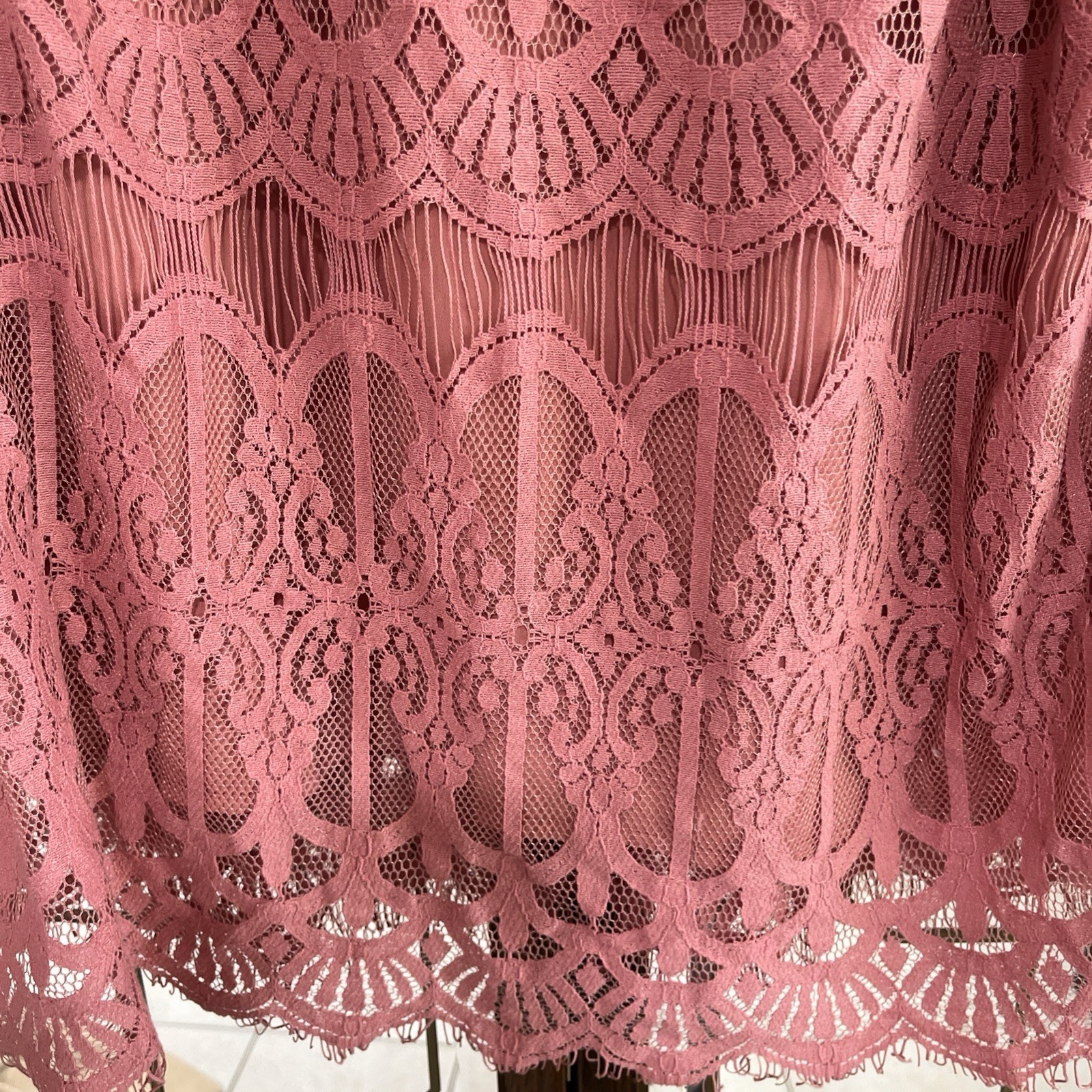 Xhilaration Boho Crochet Lace High Neck Tank Top Pink New Whimsigoth Size S
