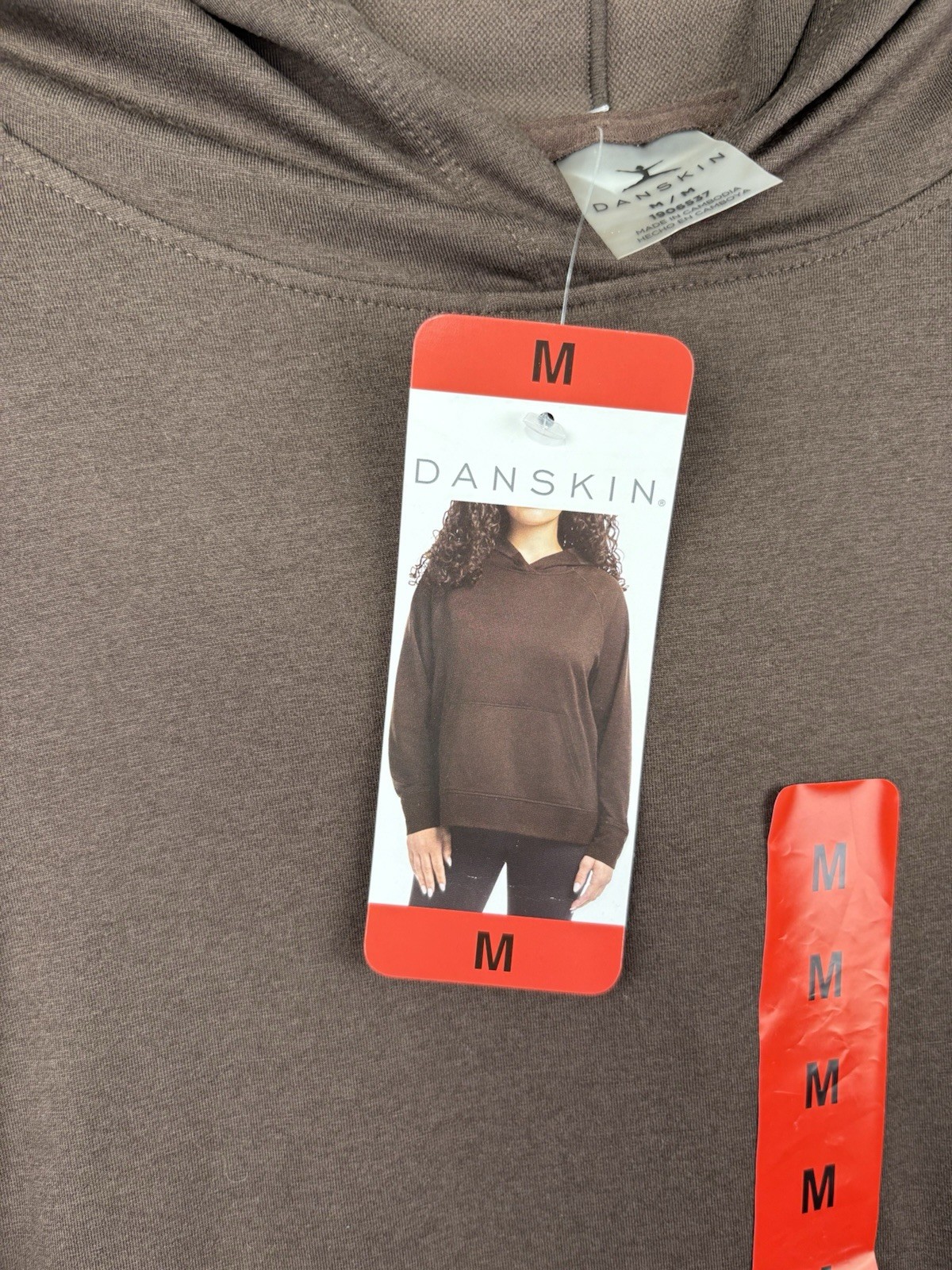 Danskin Women’s Melange Hoodie, Espresso Heather, Size M New