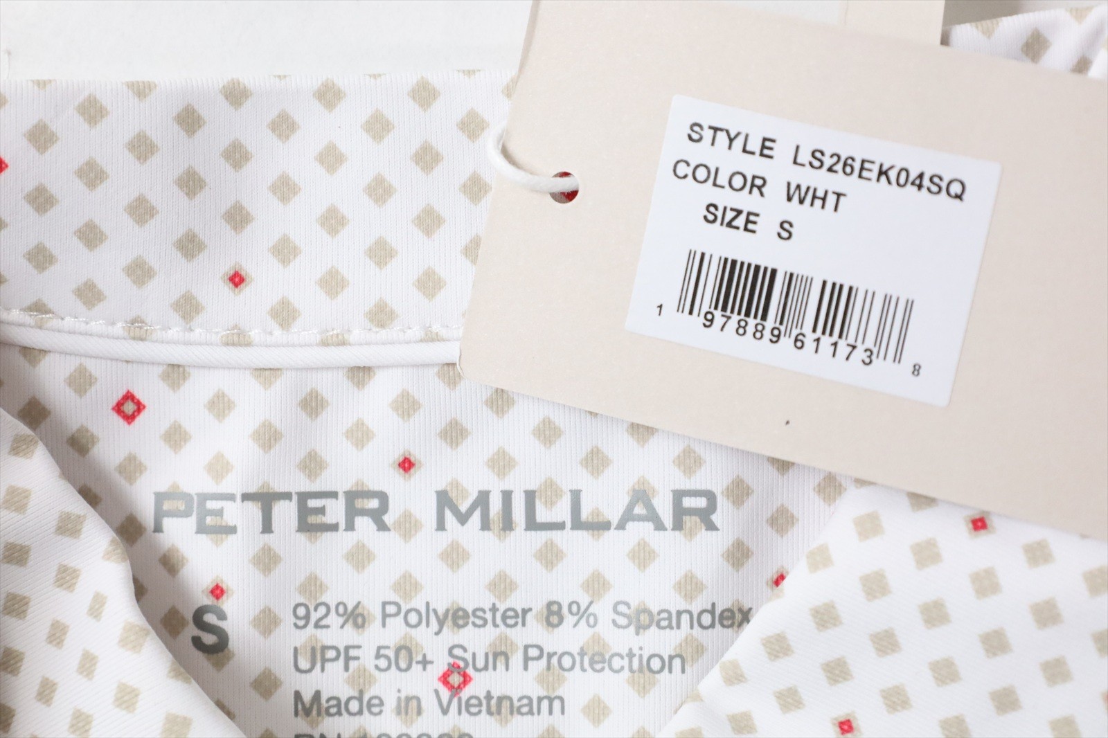 Peter Millar Golf Print Polo Womens Size Small WHT Regular New INV13309904