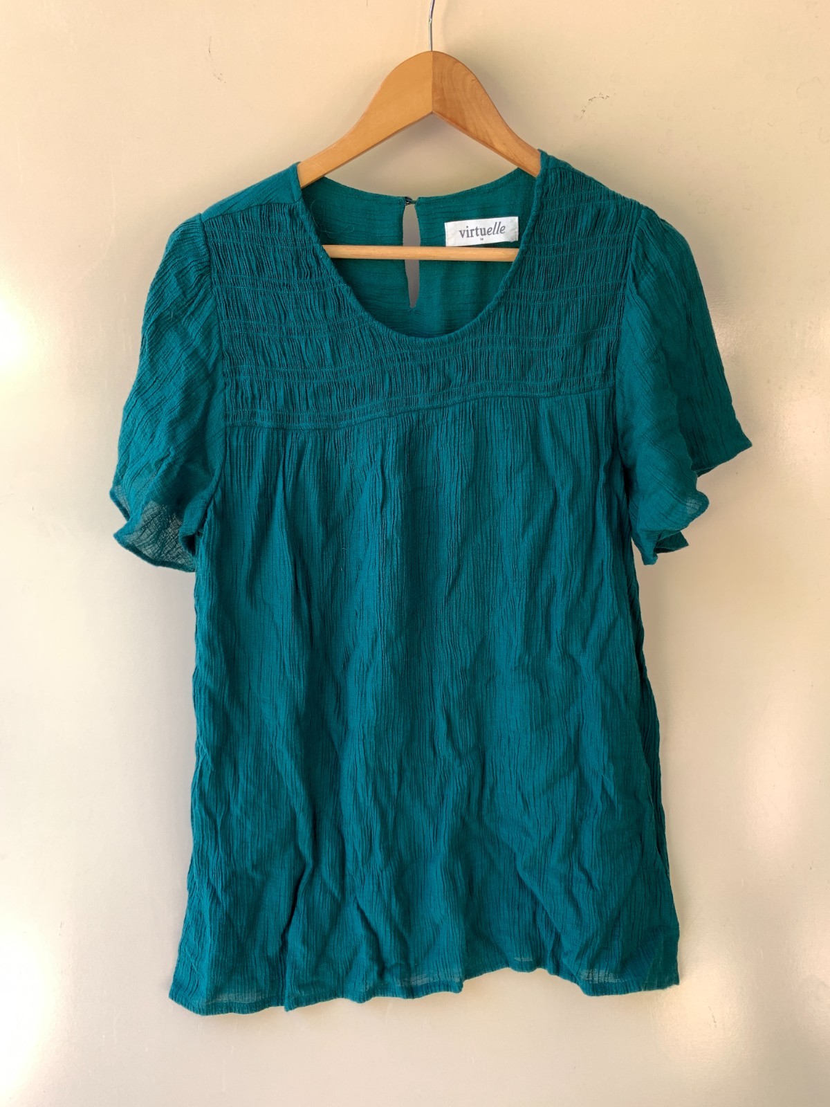 VIRTUELLE TS Size 14 Womens Green Short Sleeve Top T-shirt Stretch