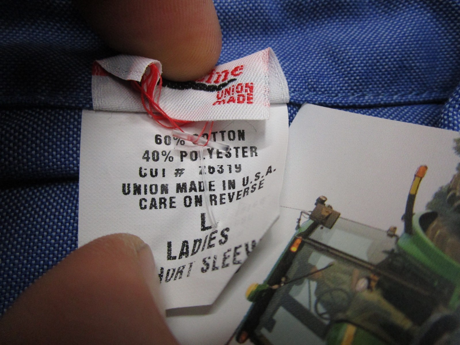 Vintage Union Line John Deere Engine Employee Button Up Shirt Womens Size L NEW