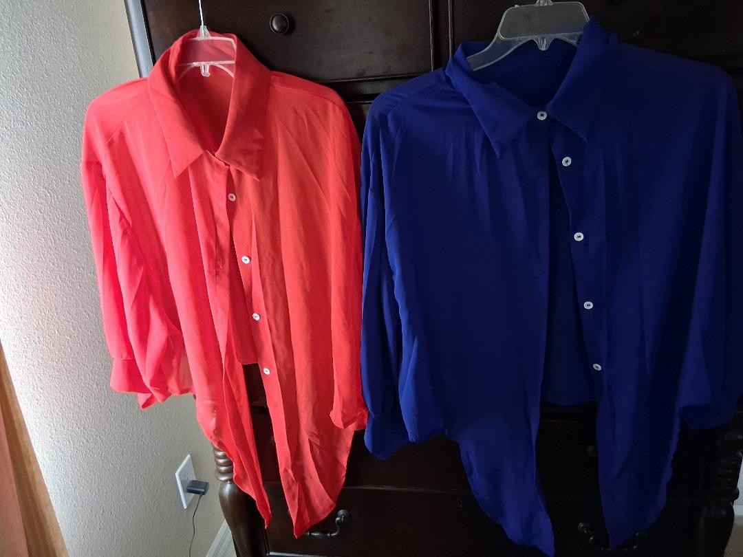 3-Elegant Chiffon Top – Red, Blue, Green (US 1X-3X)