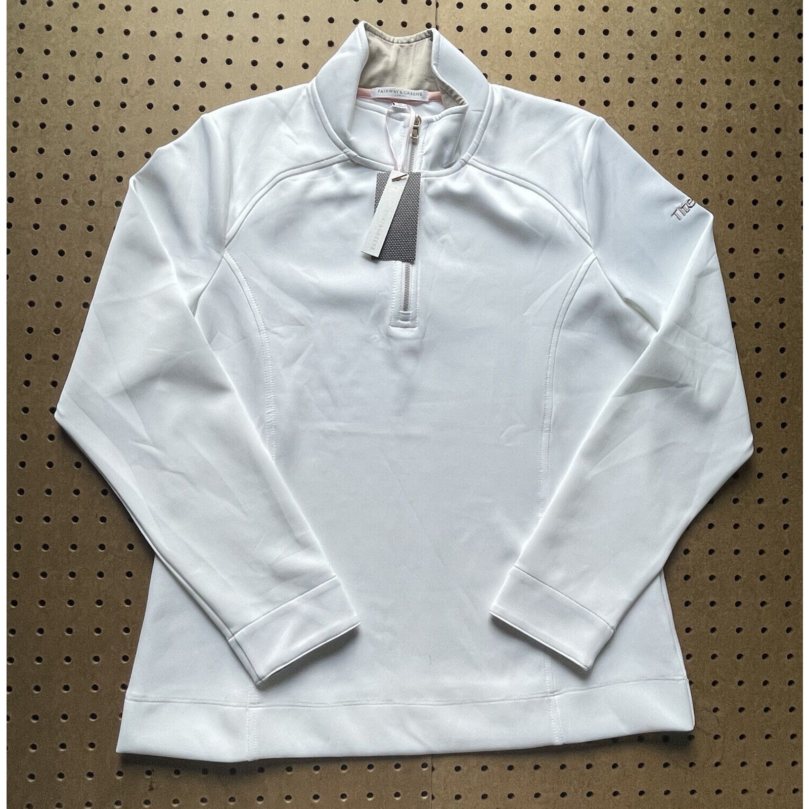 NWT Fairway & Green Wells Quarter Zip Golf F12250 White Flax Large Women $140