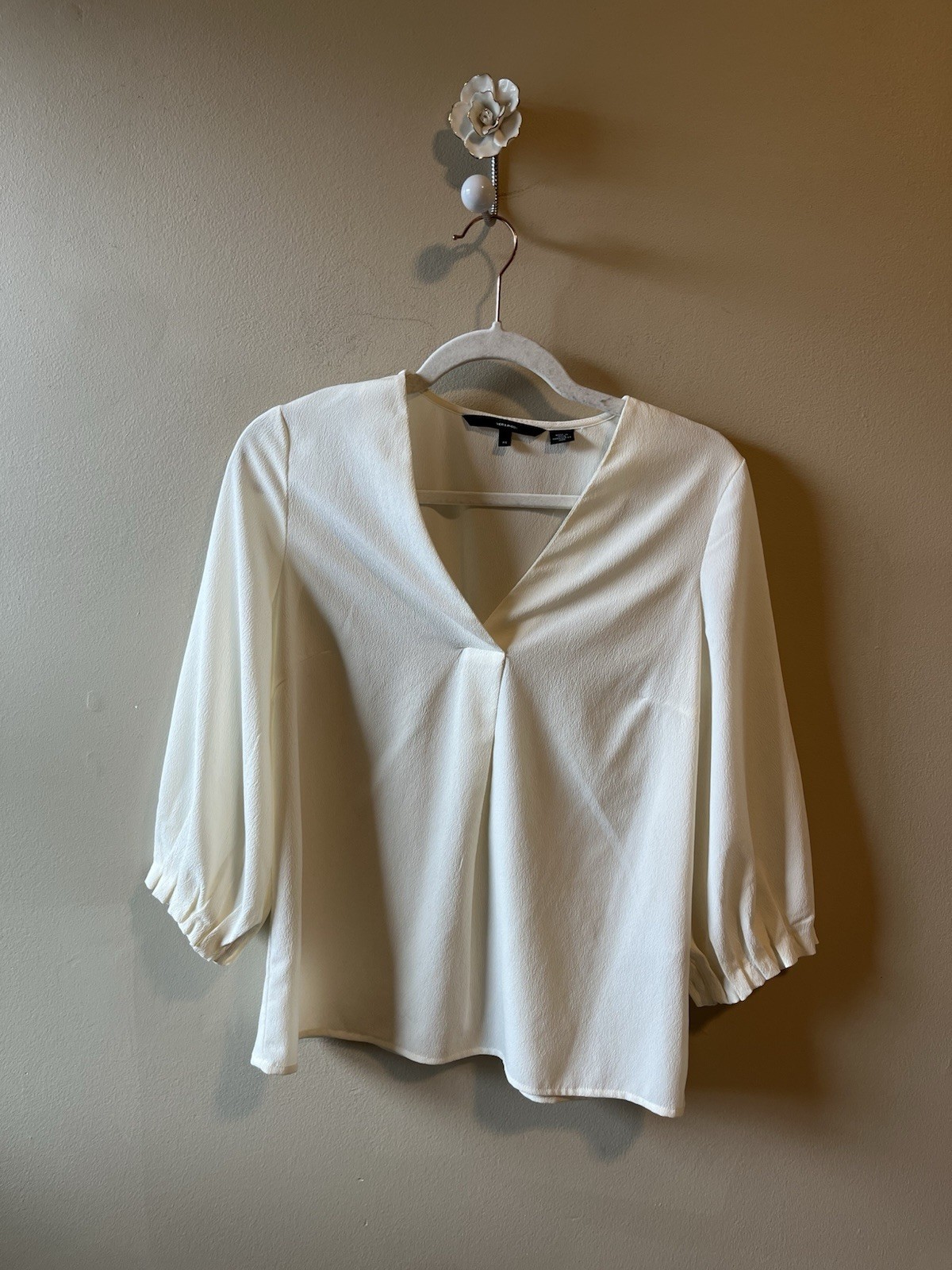 vero moda puff sleeve blouse with v neck white XS