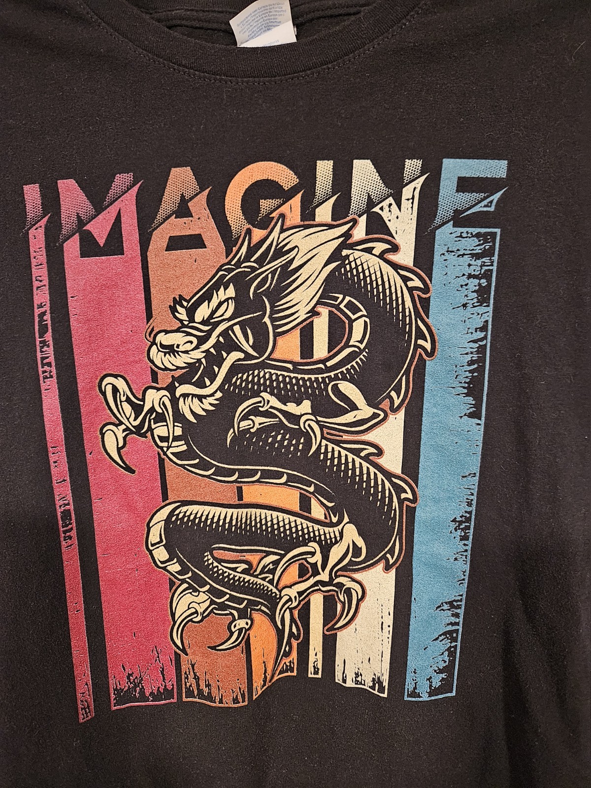 Imagine Dragon Women’s T-Shirt Size Medium Colorful Graphic Print Short Sleeve