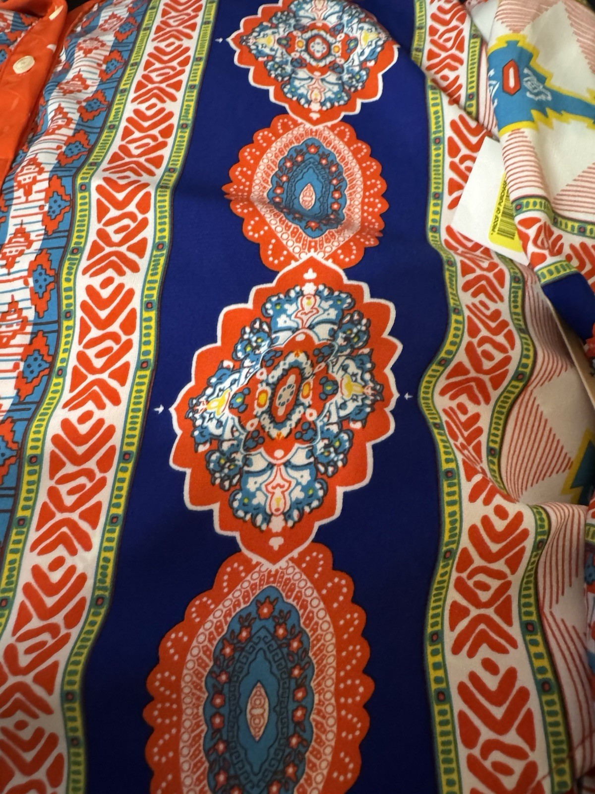 NEW! Gibson & Latimer Boho Placement Print Tunic Blouse Size XL Orange Blue
