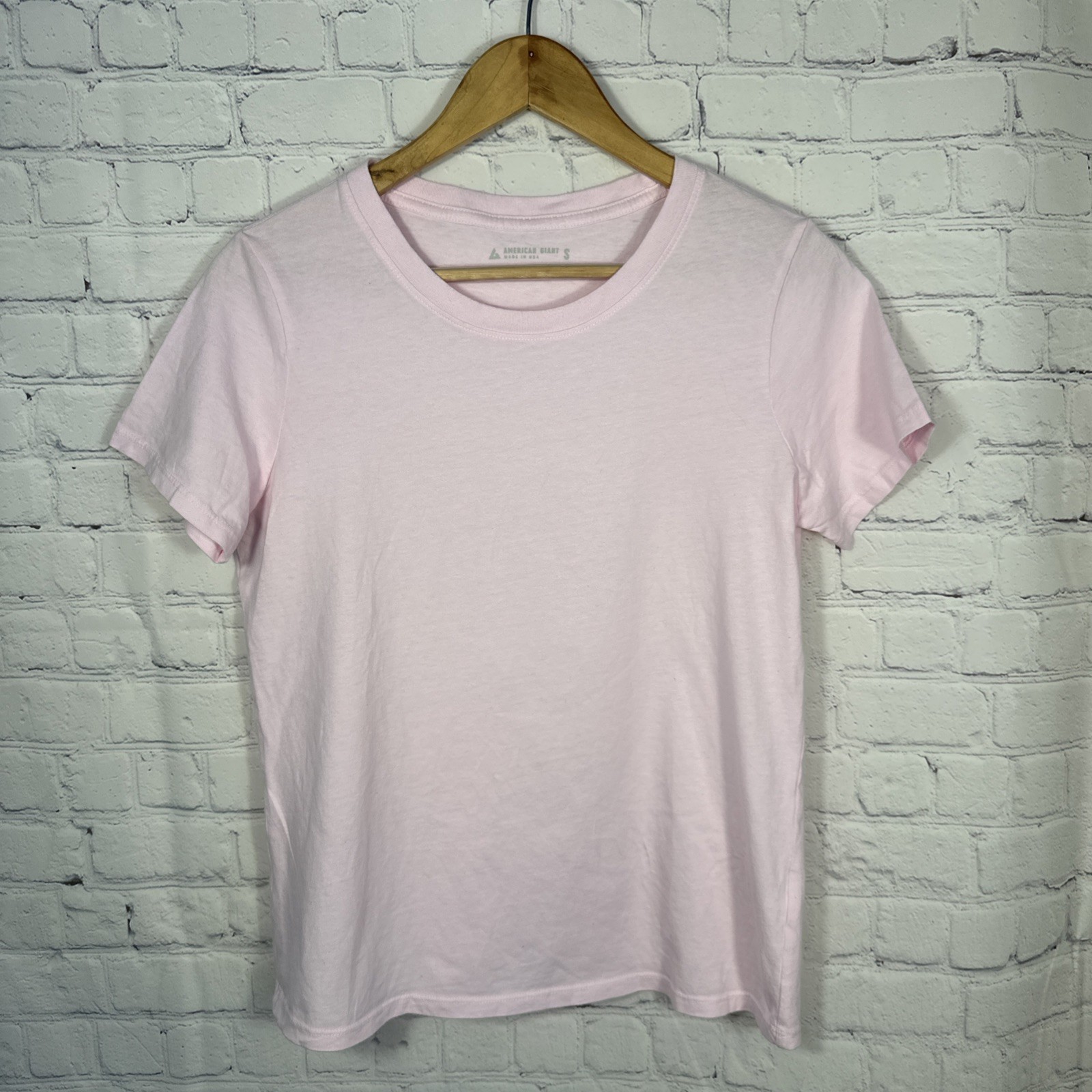 American Giant Classic Crew Neck T Shirt Pink Made in USA Size Small