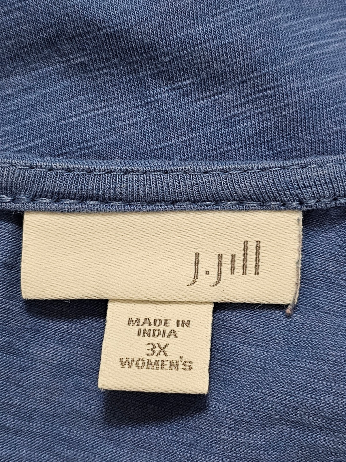 J Jill Womens Pullover Top Solid Blue Long Sleeves Cotton Rayon Spandex 3X