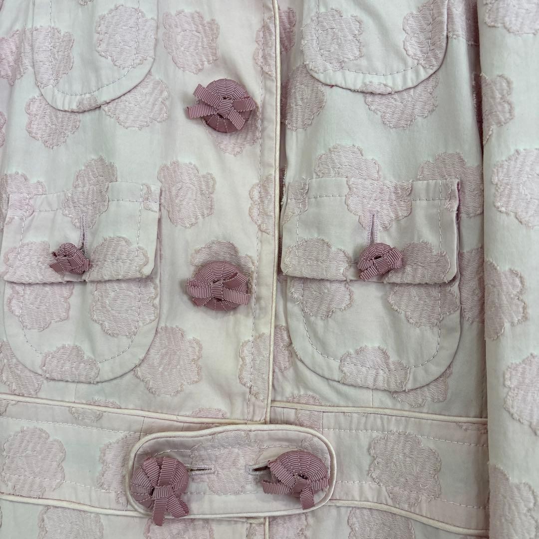 Blugirl Blumarine Pink Floral Embossed Trench Coat Vintage Elegant Size M Italy