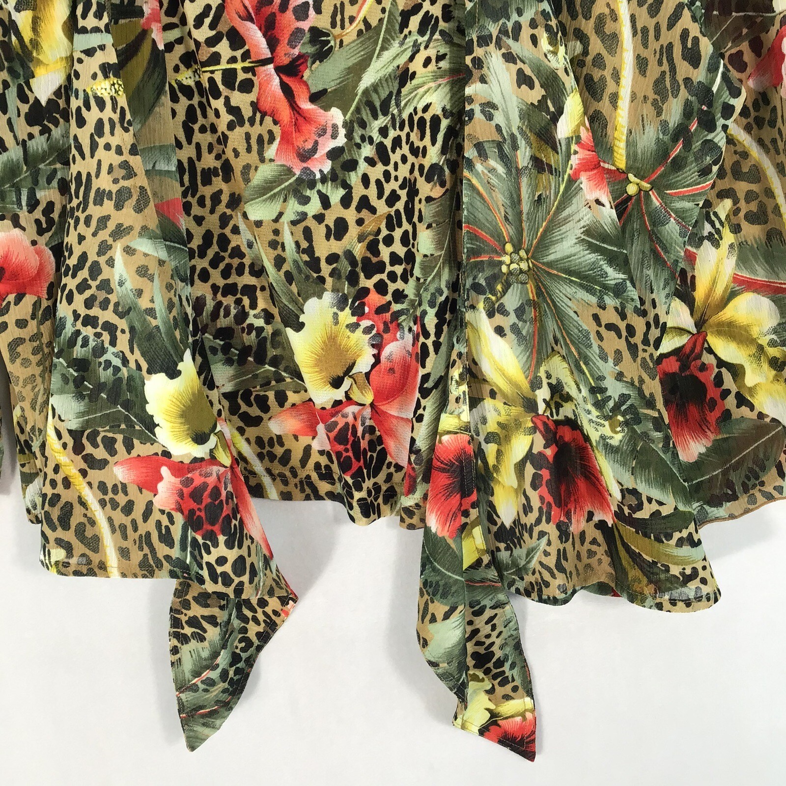 Requirements NEW Women’s Blouse Top XL Double Layer Front Tie Boho Beachy Tropic