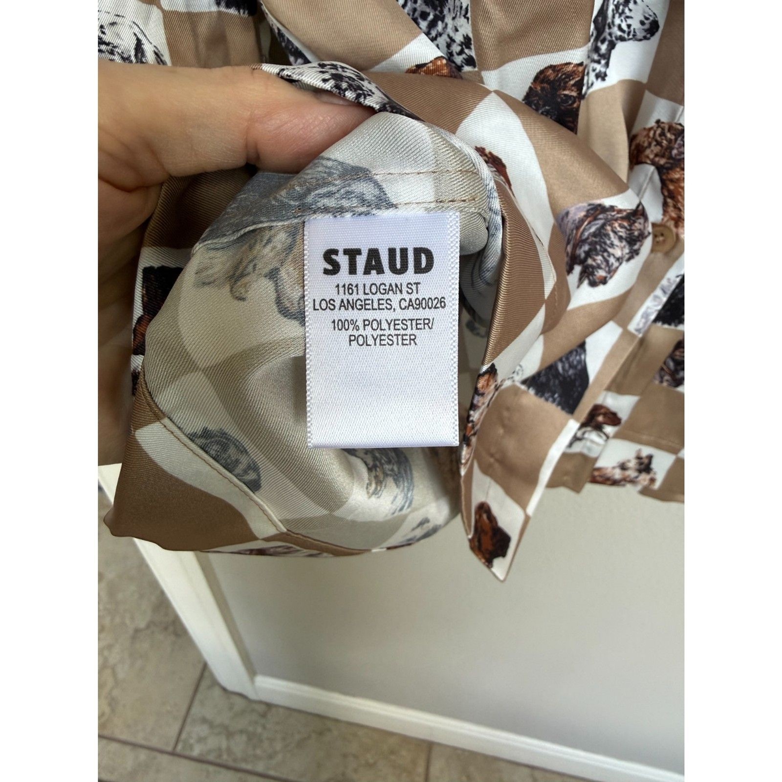 Staud Martha Tunic Camel Dog Check NWT – size M