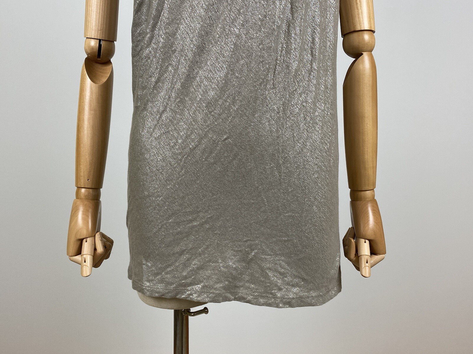 SARAH PACINI Designer Linen Silver Metallic Sleeveless Dress Top Size S/M