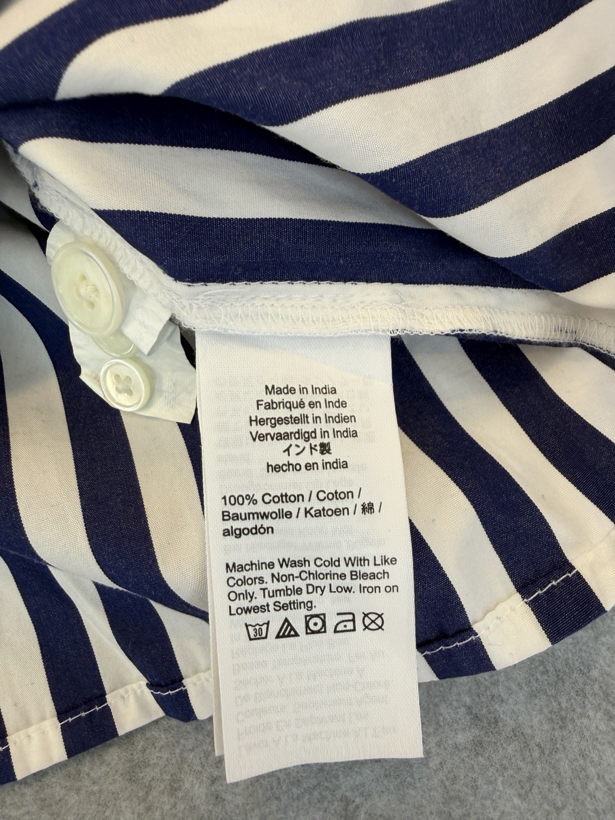 Madewell Poplin Shirt Cotton Blue Stripe Straight Hem Button UpSize Large NWT