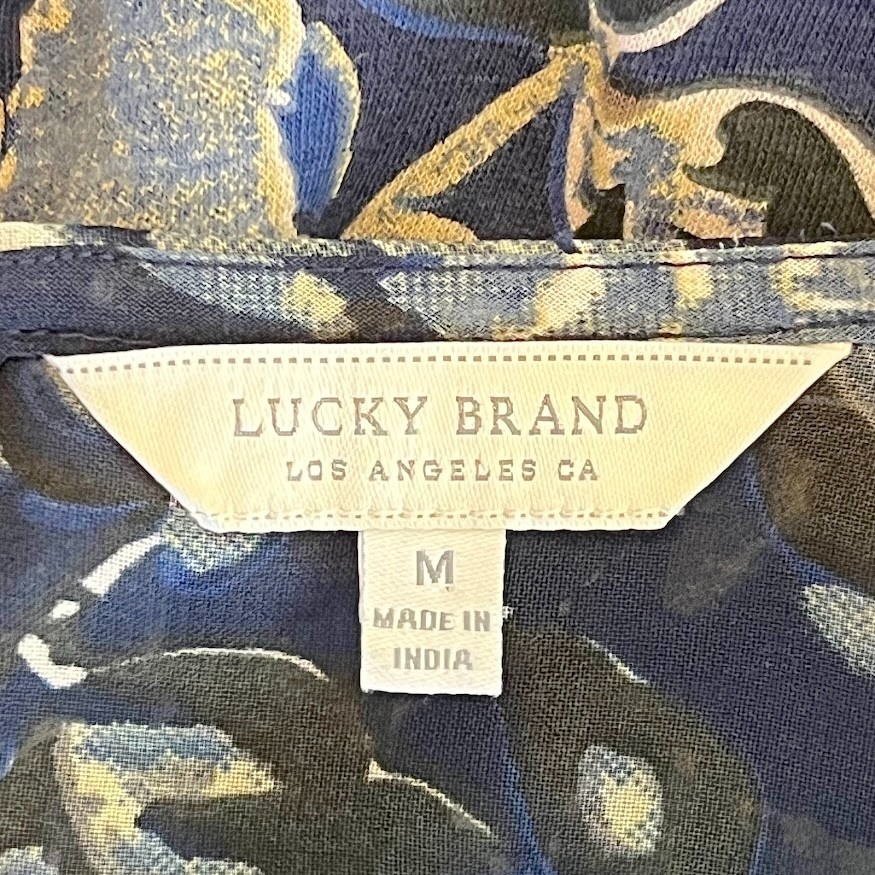 Lucky Brand Floral Blouse Flutter Sleeve Feminine Girly Cottage Boho Easter M