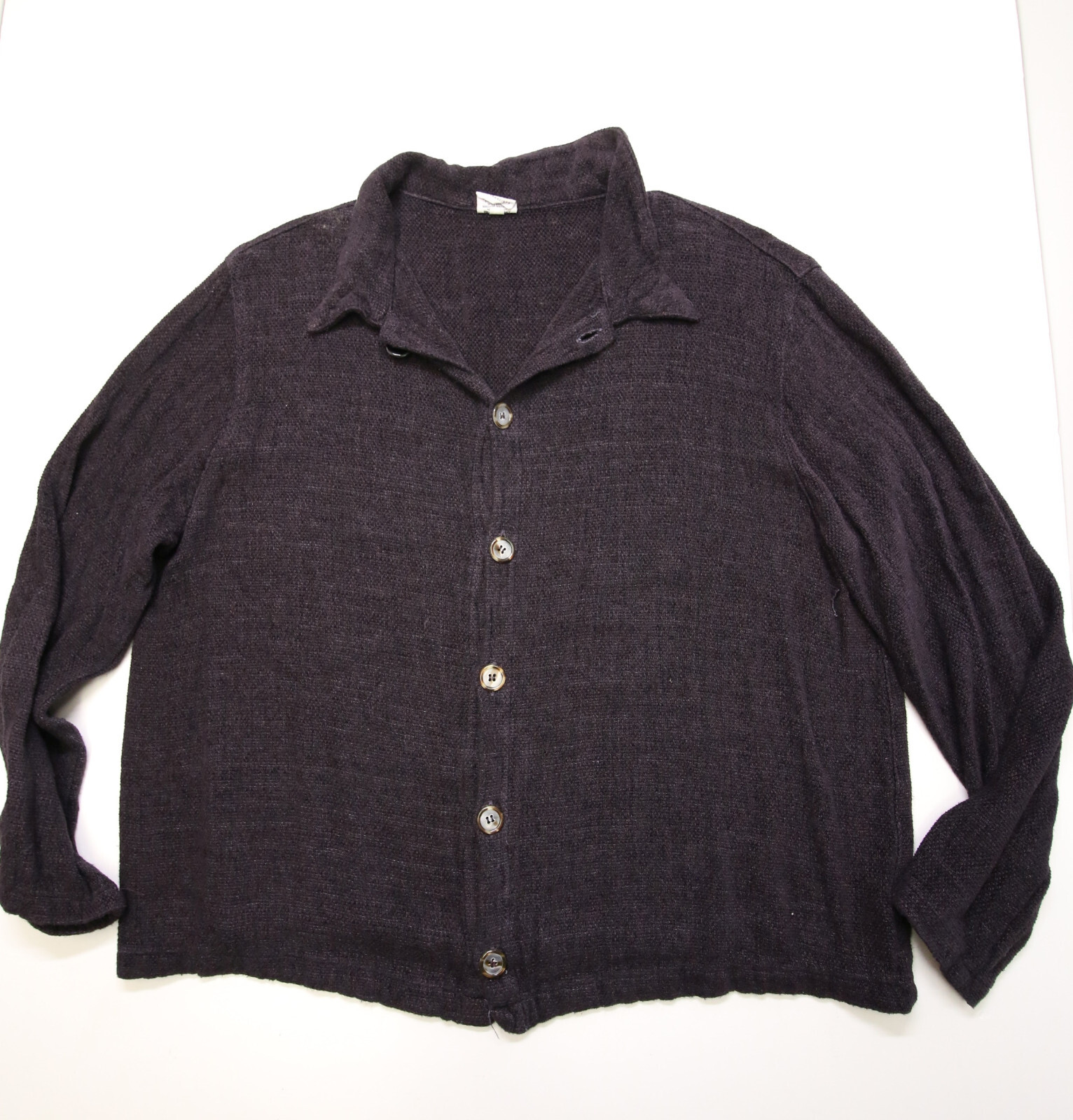 CP Shades Rayon Flax Knit Shirt Womens Oversized M Button Lagenlook READ