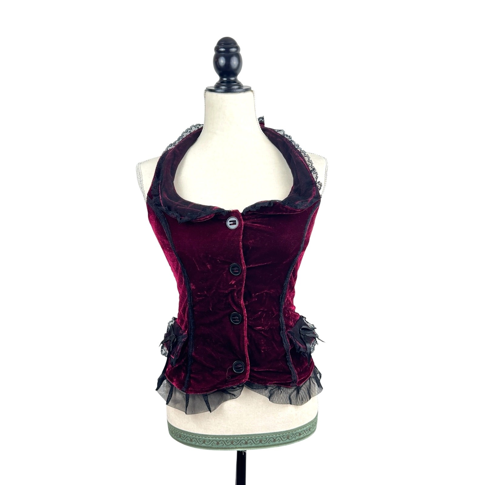 VTG Western Fashion Red Velvet Corset Top S Goth Steampunk Victorian