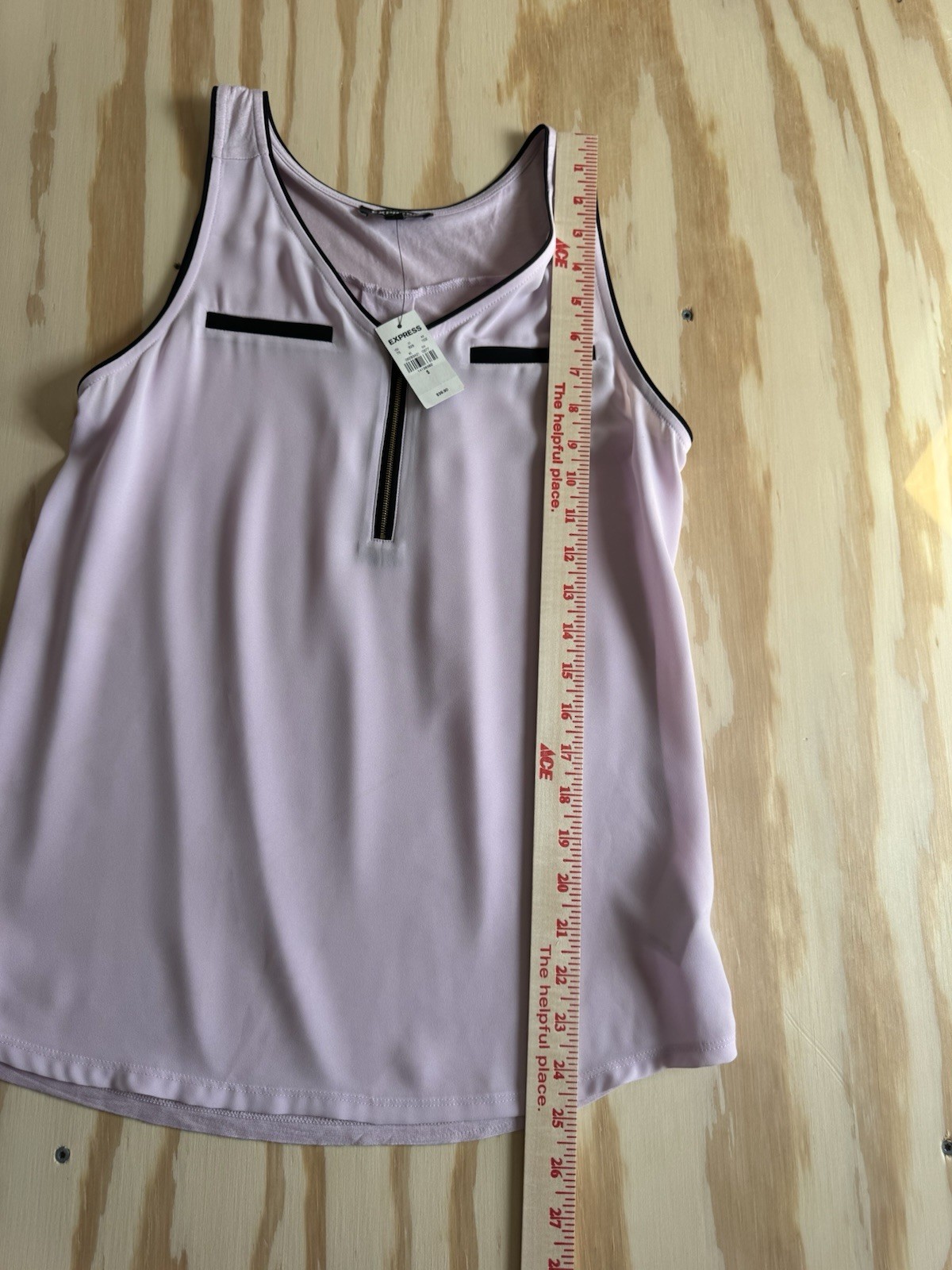Express Pink Sleeveless V-Neck Blouse Decorative Zipper & Pockets Women’s S New
