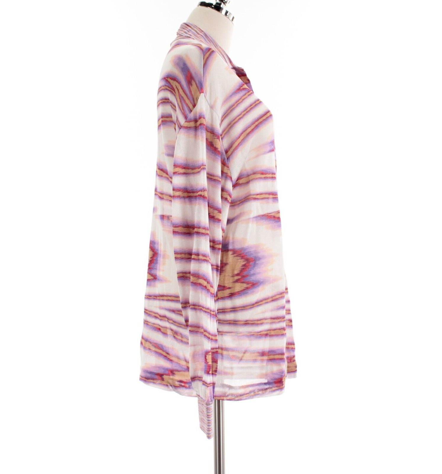 Missoni NWT Long Sleeve Sheer Button Down Top Size 46 US 10 in White/Multicolor