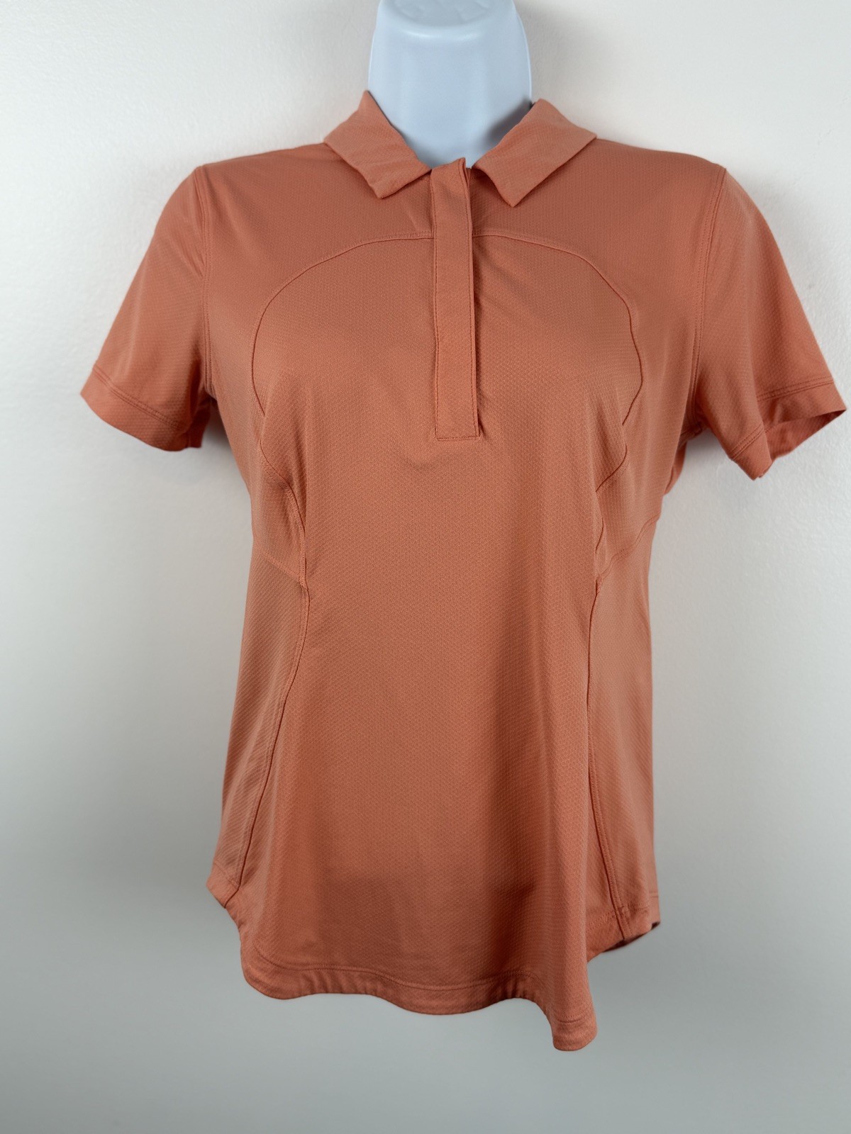 Lululemon Quick Drying Short Sleeve Polo Slim Size 4 Sunny Coral SUNC 03192
