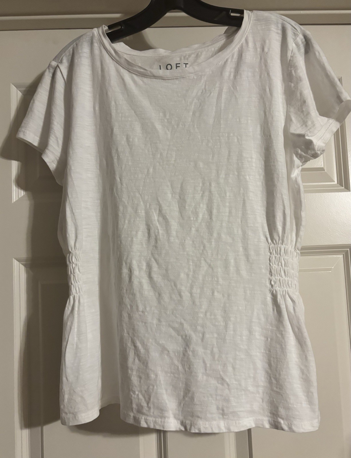 NWT Loft Coastal Preppy Scandi Minimal Old Money Shirred Quiet Luxury Size M