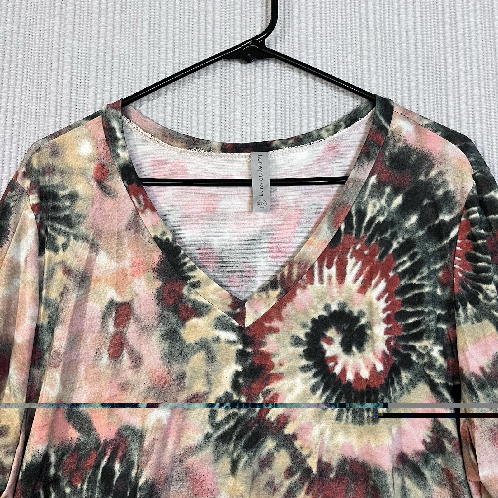 Honeyme Curvy V-neck Pullover Tunic Top Womens XXXL Abstract Autumn Colors