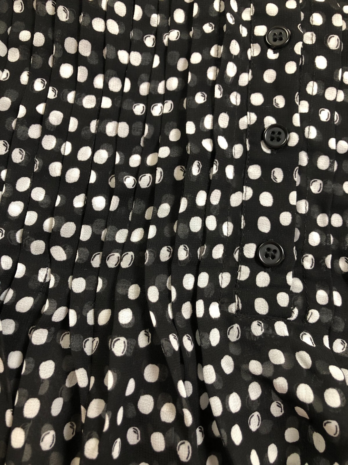 Max Edition Blouse Women’s Large L Black White Polka Dots Long Sleeves Sheer Top