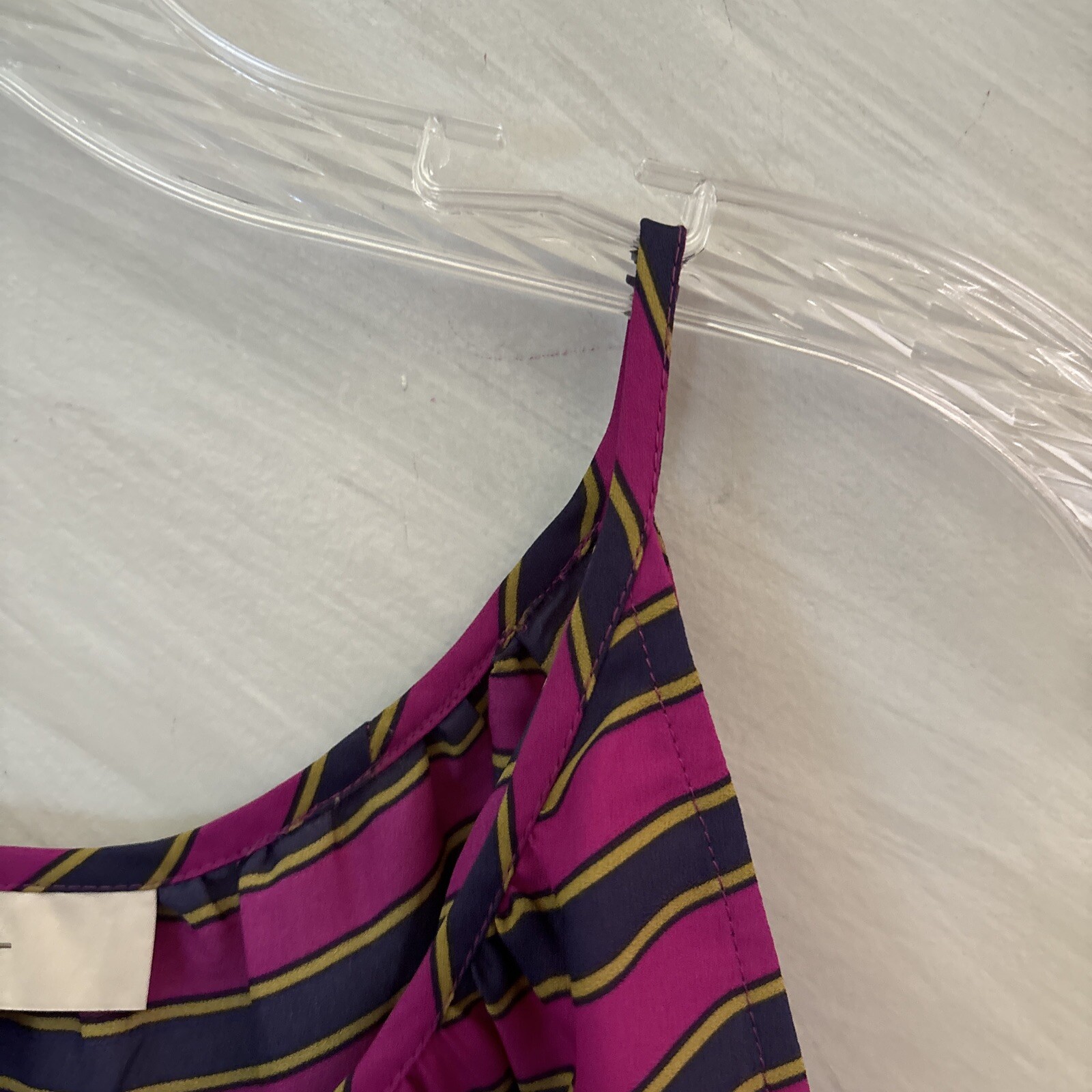 Ann Taylor Loft L Pink, Purple, Green Stripped Spaghetti Strap Blouse