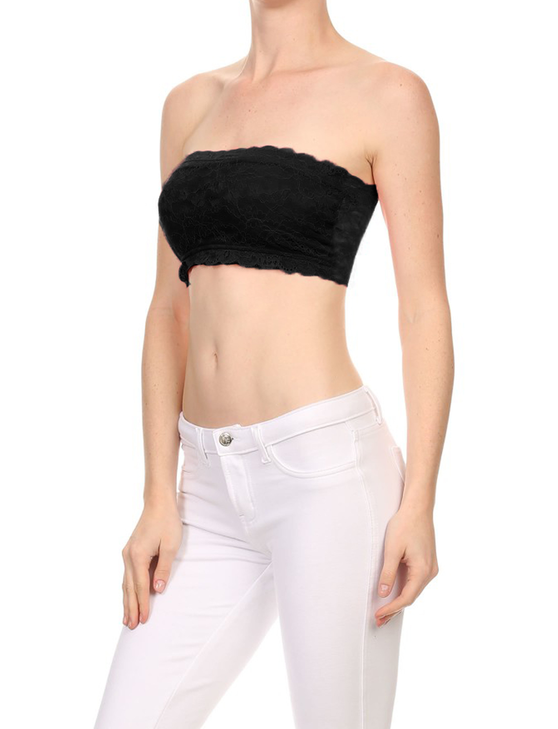 NE PEOPLE WOMENS Lace Strapless Bandeau Fitted Style NEWT189