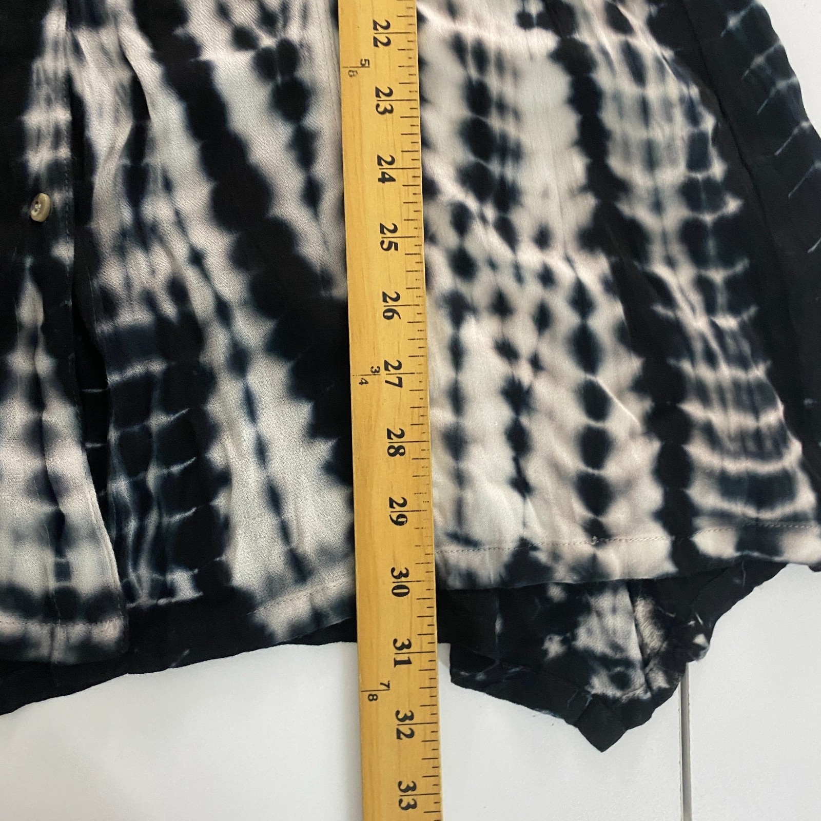 XCVI Button-Up Tunic Top Size Large Black Tie Dye Sheer