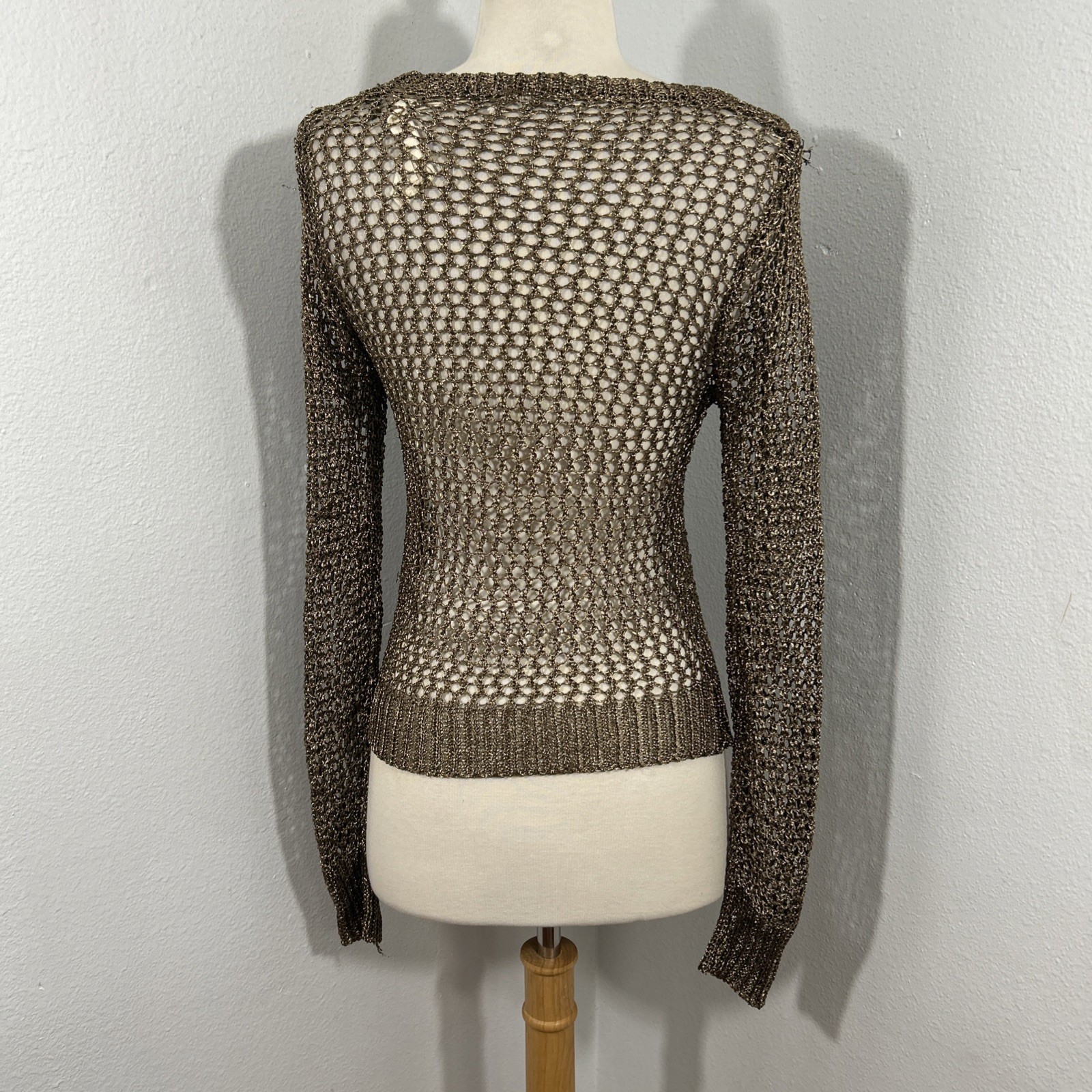 Love Sen Top Women S/M Metallic Fishnet Beach Granola Boho Cutaway Festival Y2K