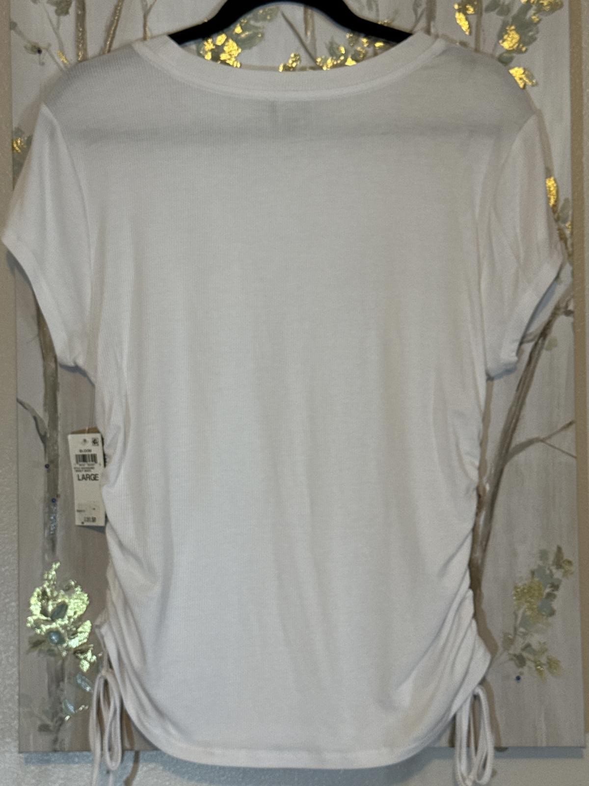 I.N.C. International Concepts White Ruched Side Tie Top, Size Large
