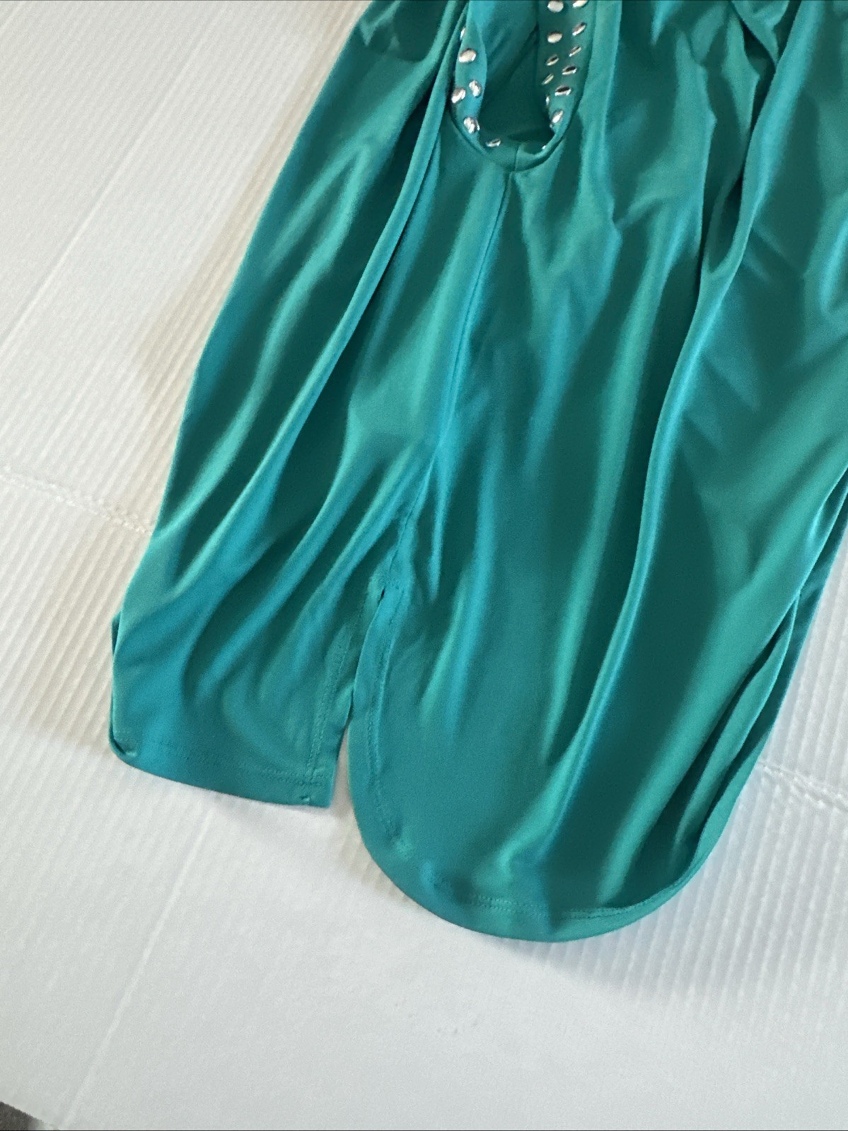 Michael Kors Dark Turquoise Studded Pleated Sleeveless Top Blouse Small EUC-MINT