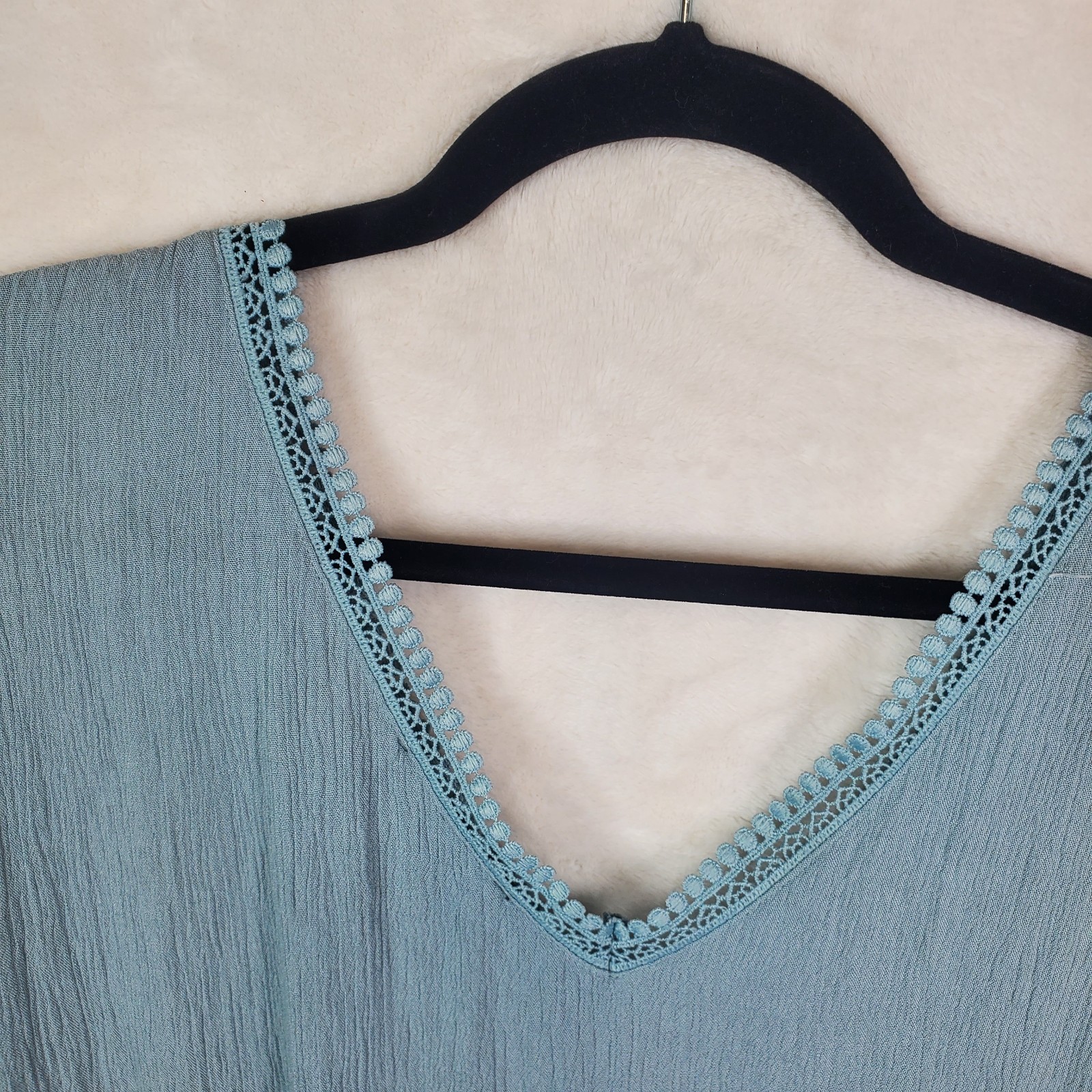 Robert Louis Plus Size Babydoll Oversized Cap Sleeve Top Crochet Lace Trim Sz 3X