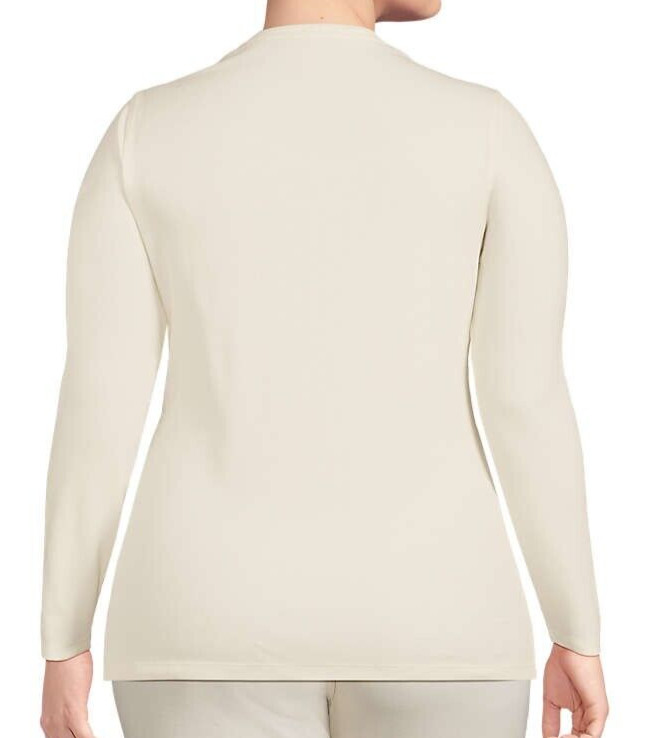 Lands’ End Size 3X Ivory Micro Rib Knit top, long sleeve, crewneck, NWT
