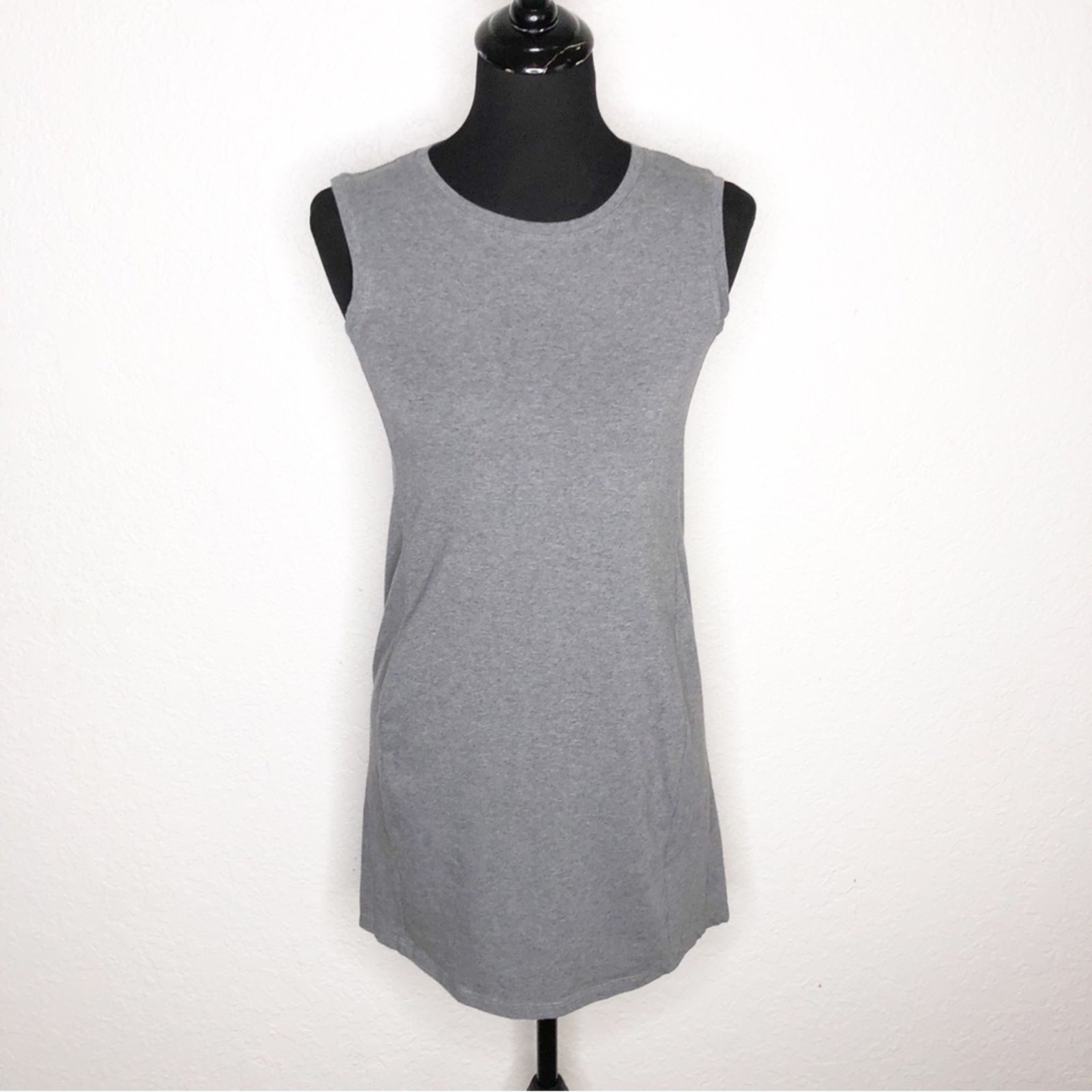Eileen Fisher gray sleeveless organic cotton knit tunic top size PP or Petite XS