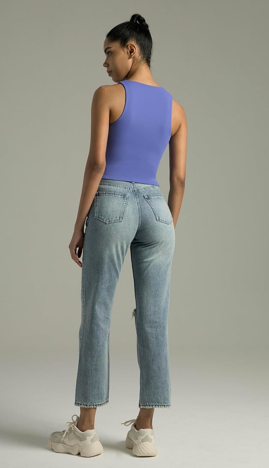 NWOT~ ColorfulKoala XL Lavender Blue High Neck Tank Top Lined Sleeveless Crop V3
