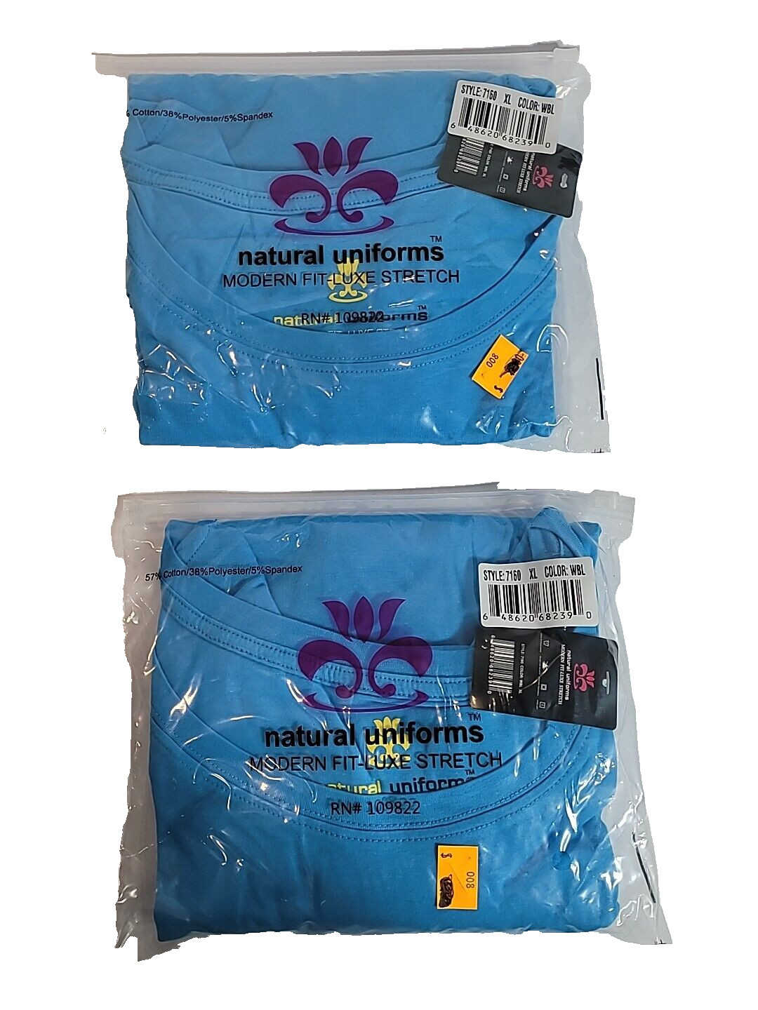 Natural Uniforms MODERN FIT-LUXE STRETCH Long Sleeve Crew Neck XL WATER BLUE