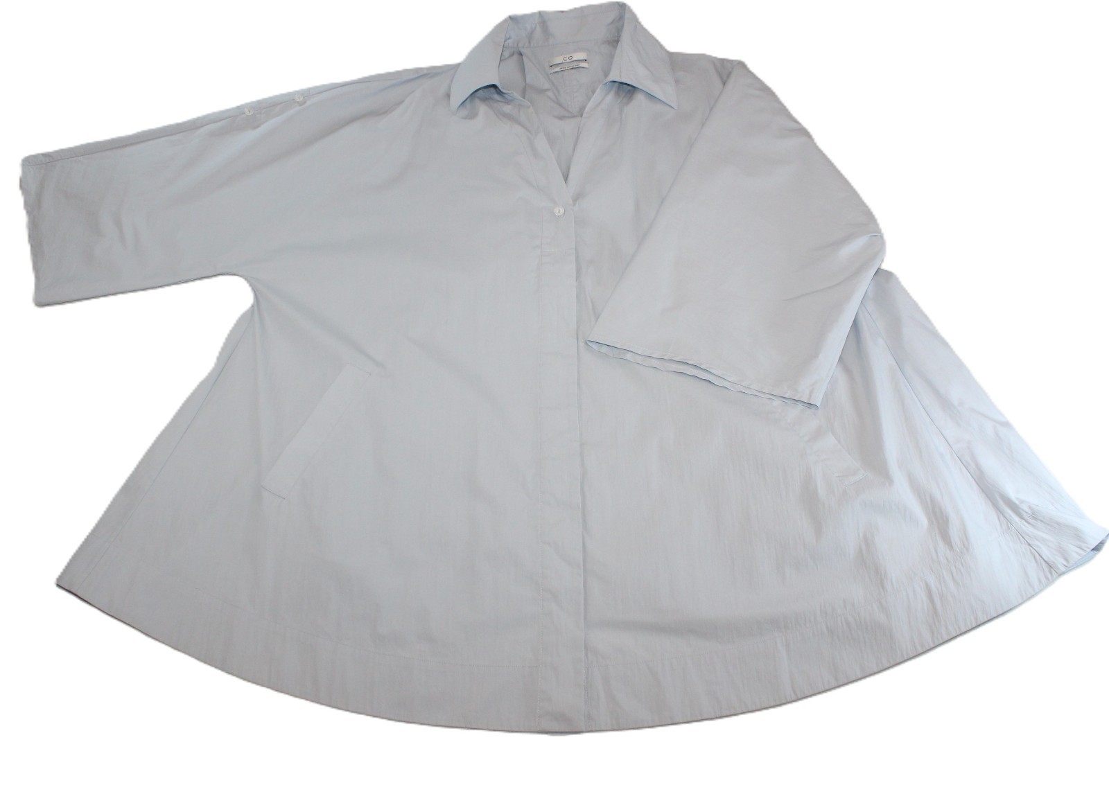 CO Oversized Cotton Button Down Shirt Dress Blue Size XL Swing marks see